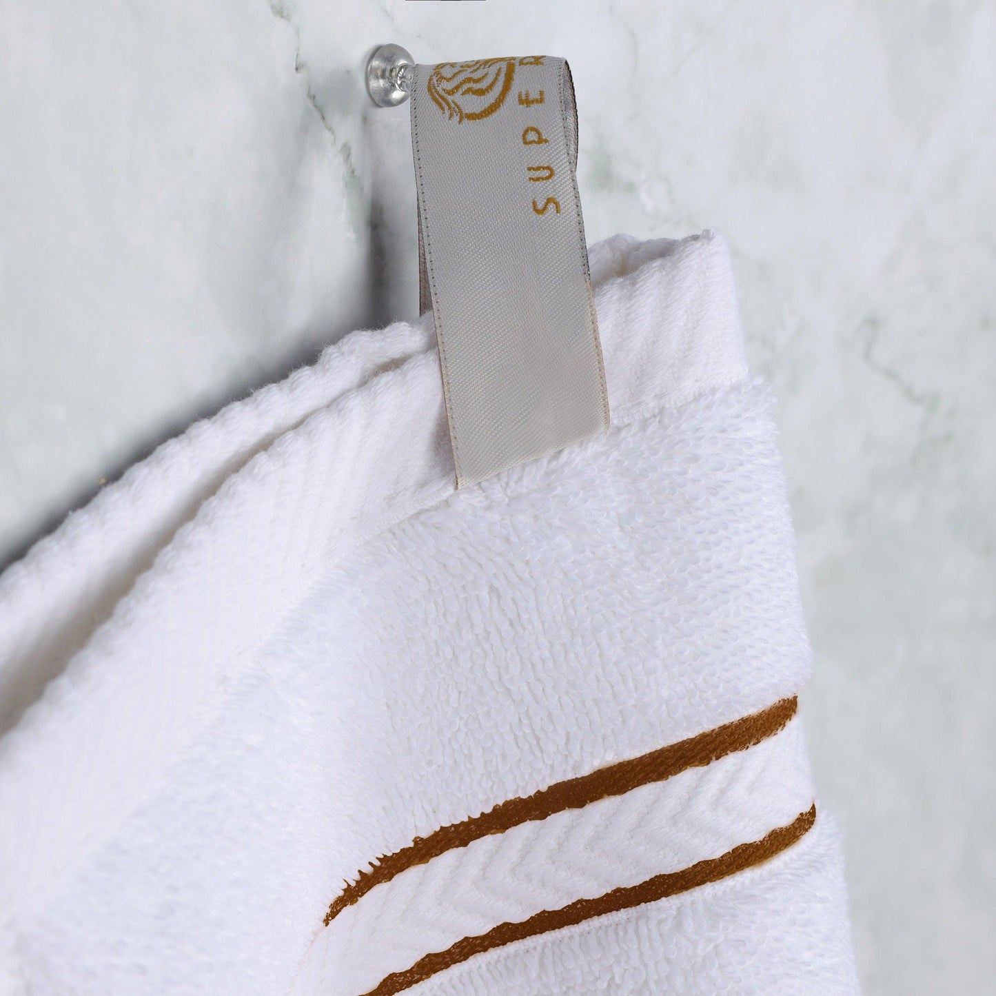Turkish Cotton Heavyweight Ultra-Plush 6 Piece Bath Towel Set - White-Toast