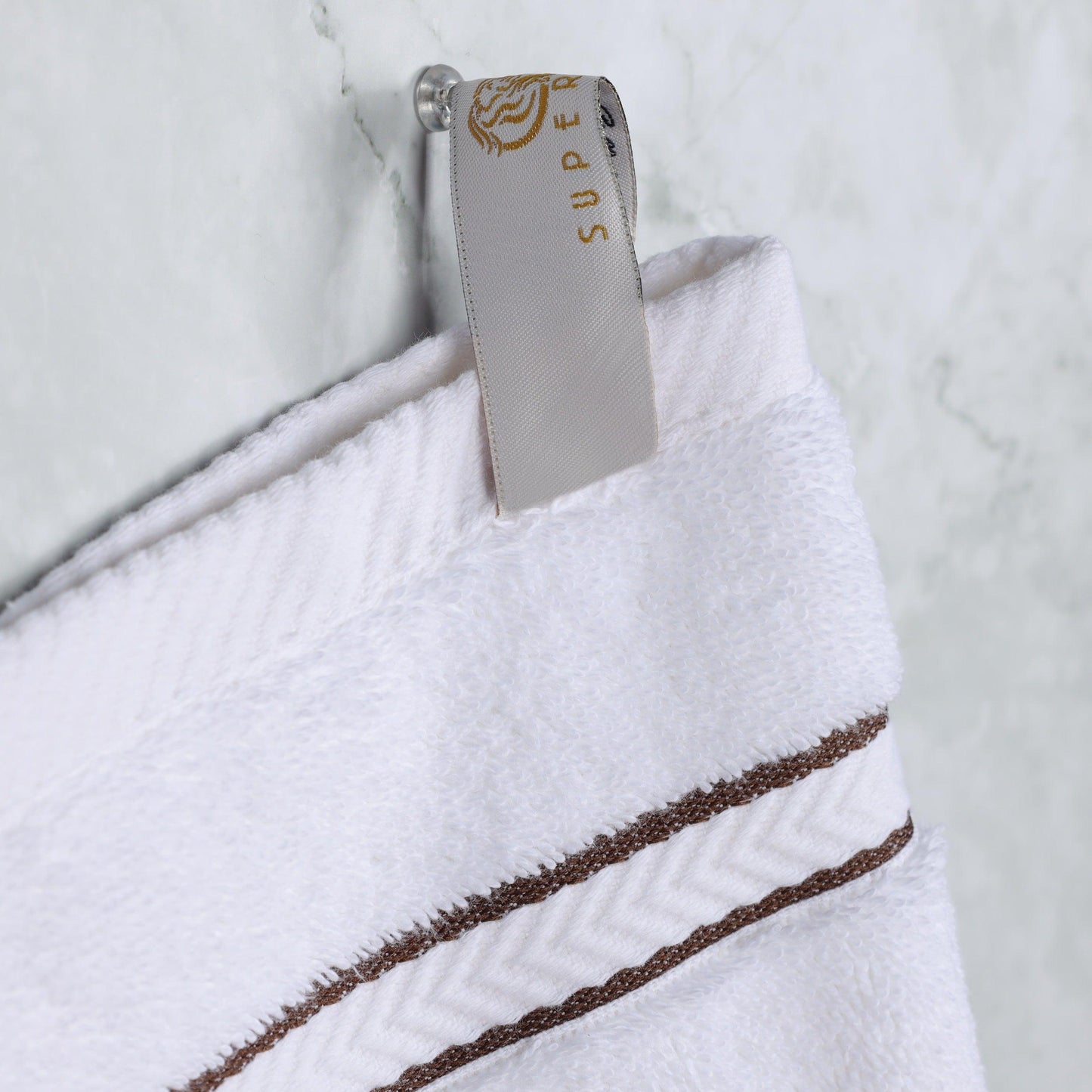 Turkish Cotton Heavyweight Ultra-Plush 6 Piece Bath Towel Set - White-Choco
