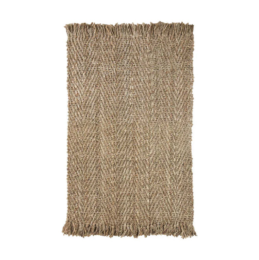 Bohemian Handwoven Natural Braided Jute Reversible Indoor Area Rug - Natural