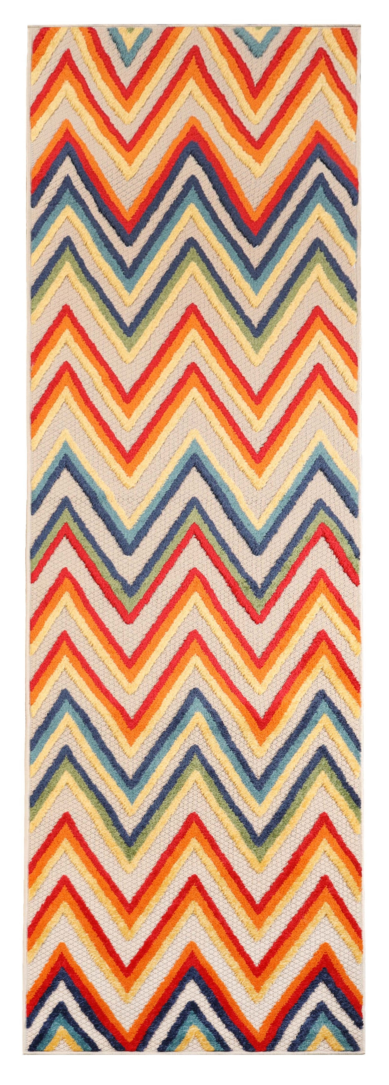 Superior Acacia Geometric Zigzag Modern Indoor/Outdoor Area Rug or Runner Rug - Cream