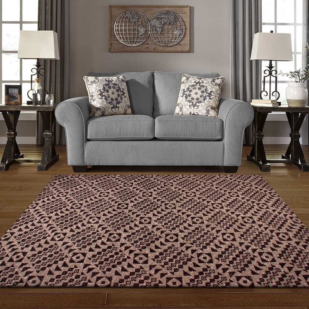 Acadia Diamond Printed Flat Weave Cotton Area Rug - Beige