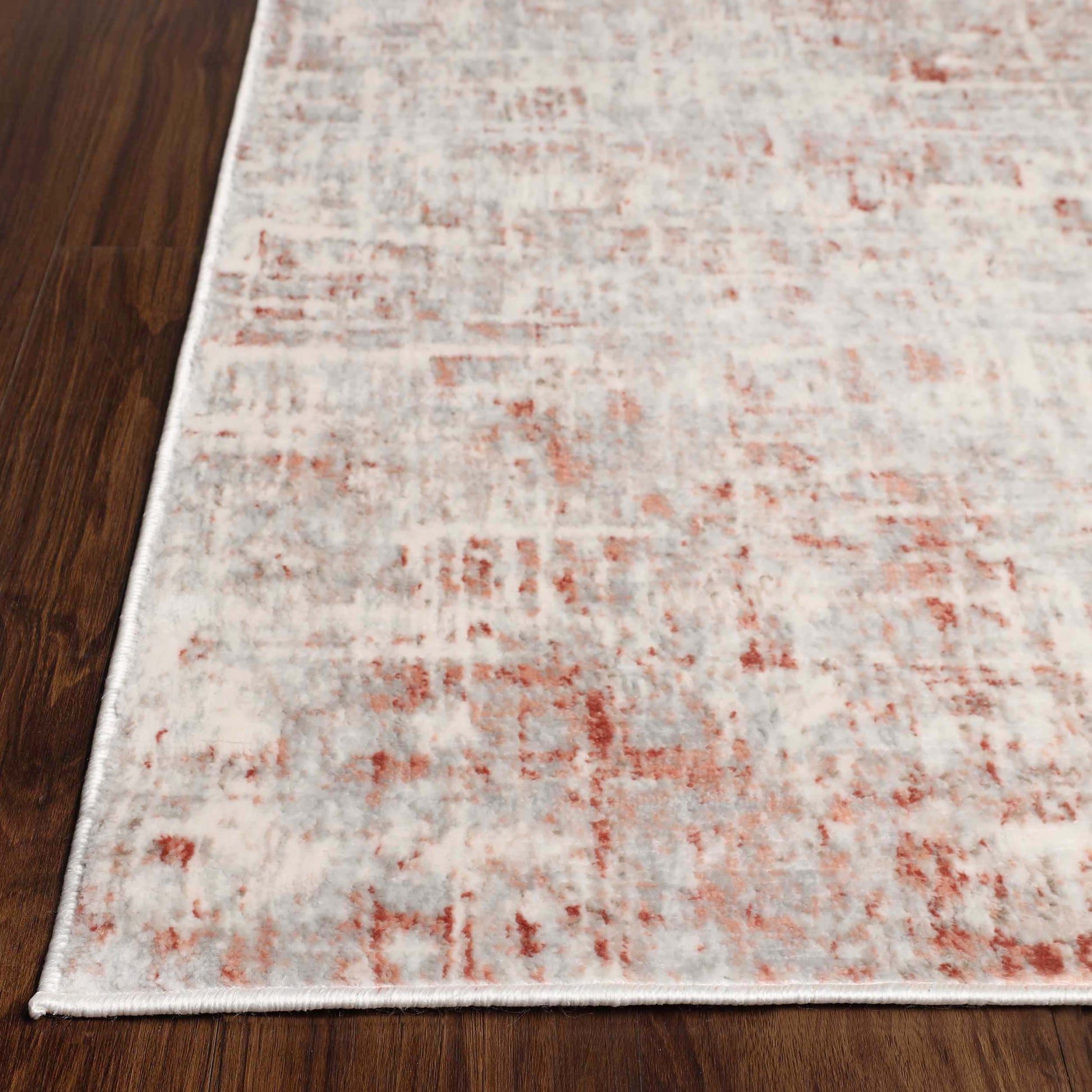 Acer Distressed Contemporary Abstract Modern Indoor Area Rug - Rust