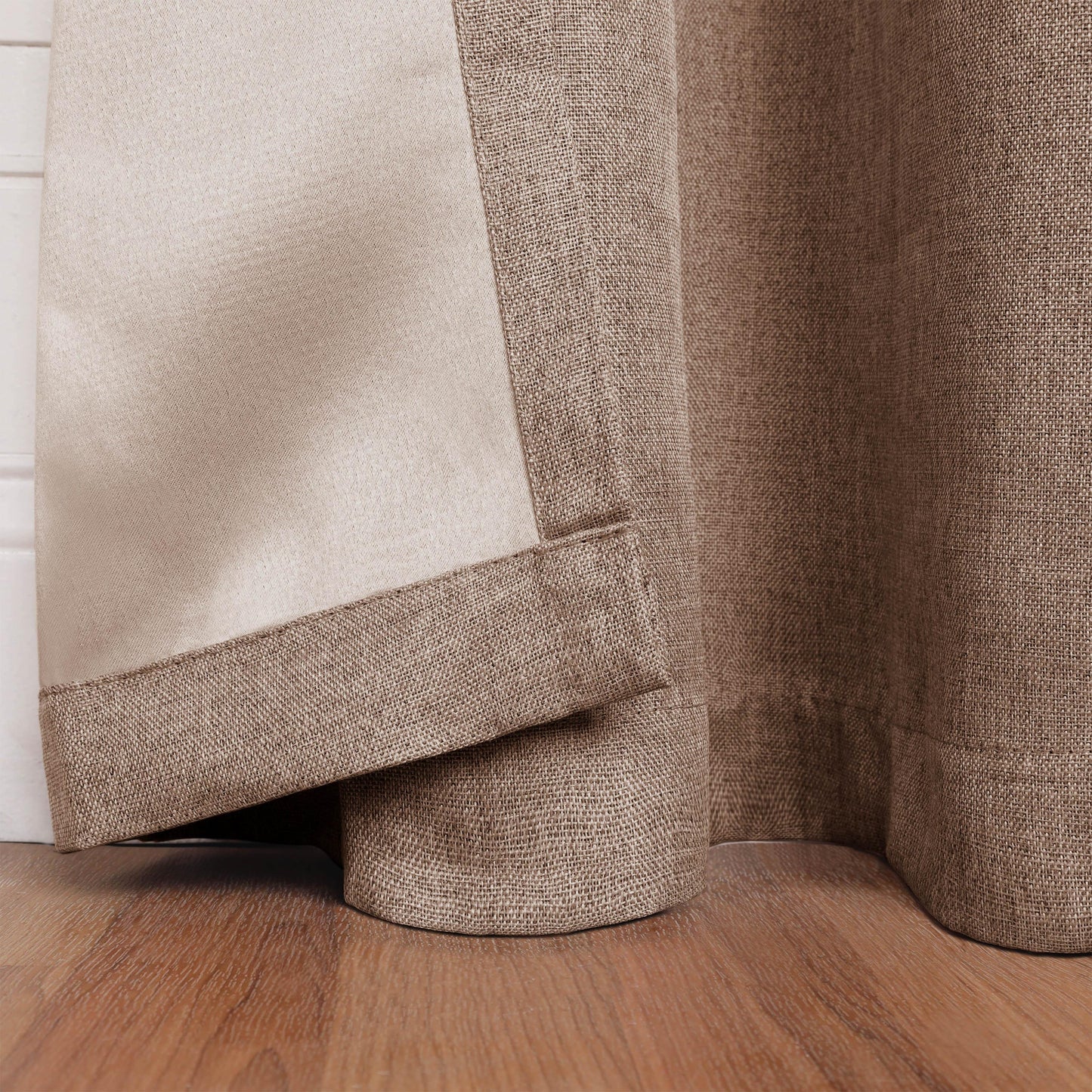 Linen Pattern Washable Room Darkening Blackout Curtain Set 42"