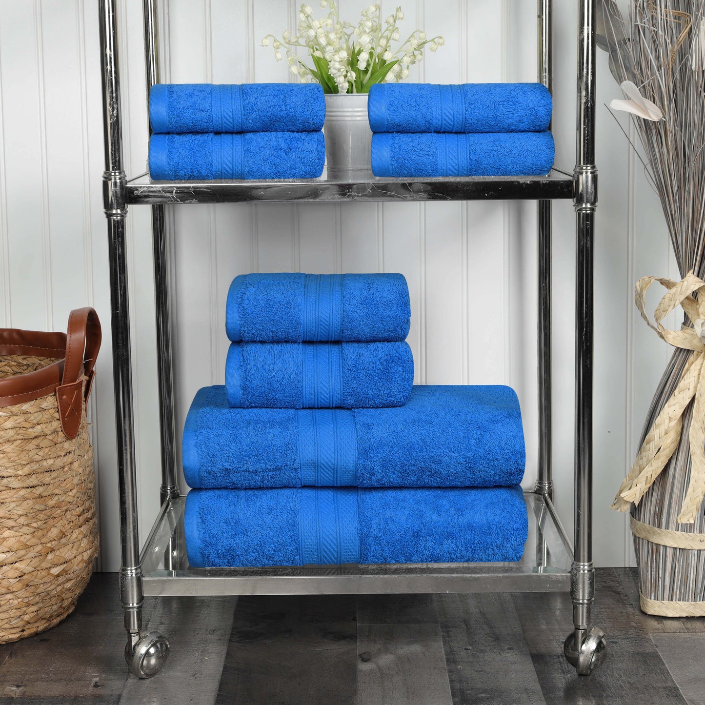 Cotton Heavyweight Absorbent Plush 8 Piece Towel Set - Allure