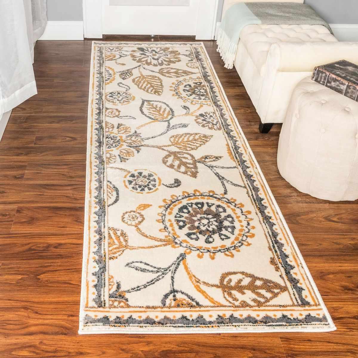 Superior Amaryllis Modern Floral Farmhouse Area Rug - Gray