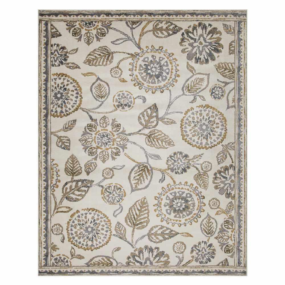 Superior Amaryllis Modern Floral Farmhouse Area Rug - Gray
