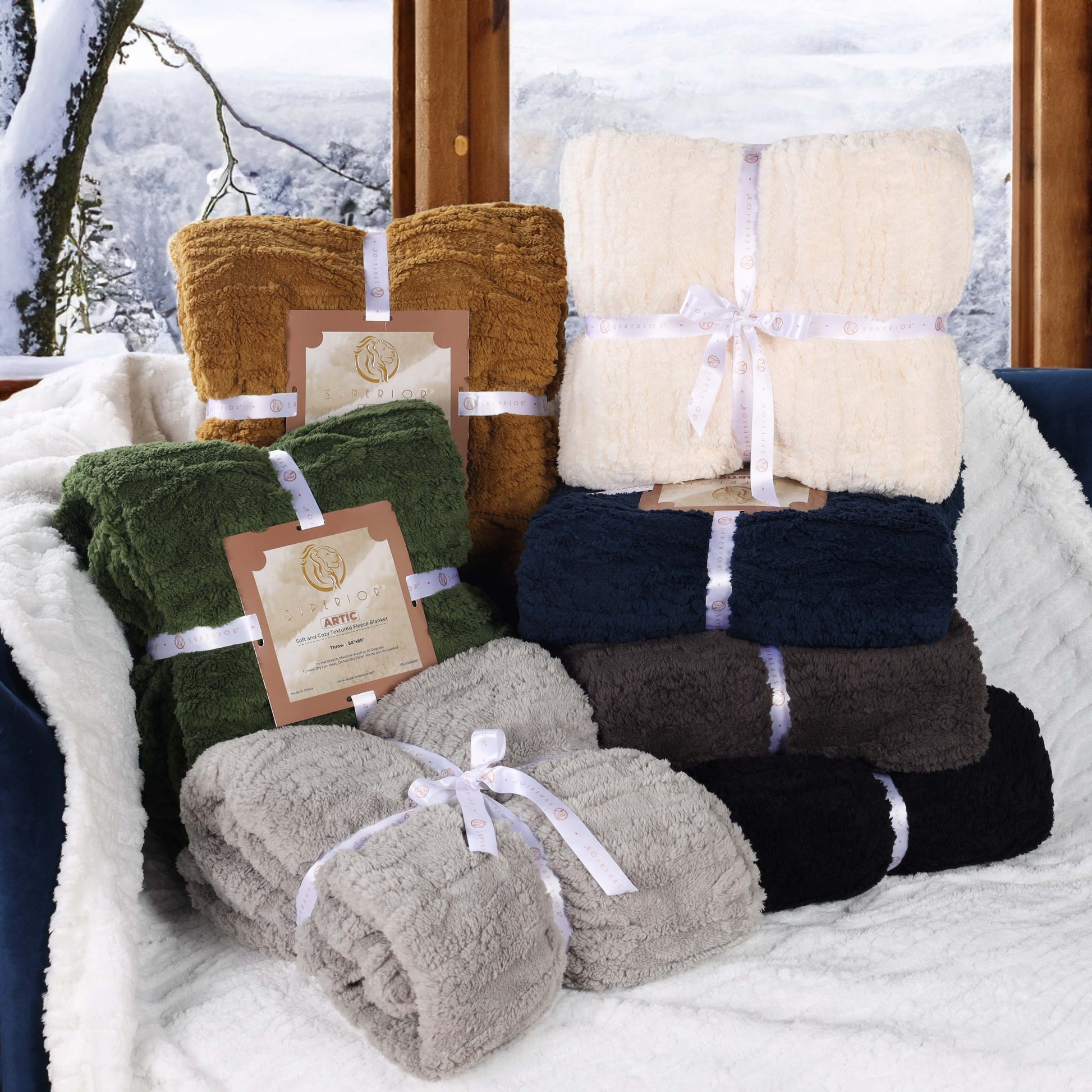 Arctic Boho Knit Jacquard Fleece Plush Medium Weight Fluffy Blanket