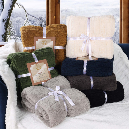 Arctic Boho Knit Jacquard Fleece Plush Medium Weight Fluffy Blanket