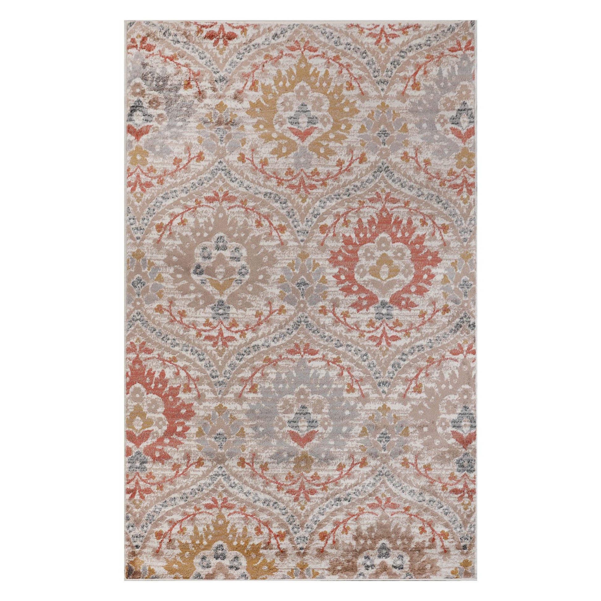 Augusta Oriental Vintage Floral Damask Indoor Area Rug or Runner Rug - Ginger