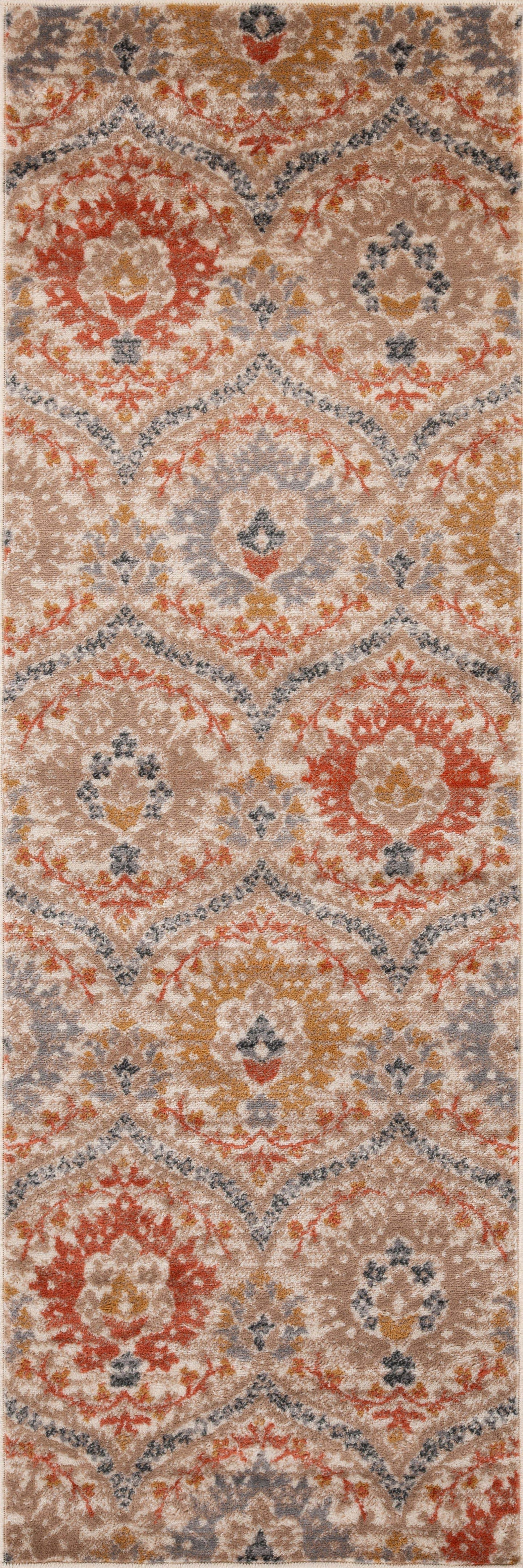 Augusta Oriental Vintage Floral Damask Indoor Area Rug or Runner Rug - Ginger
