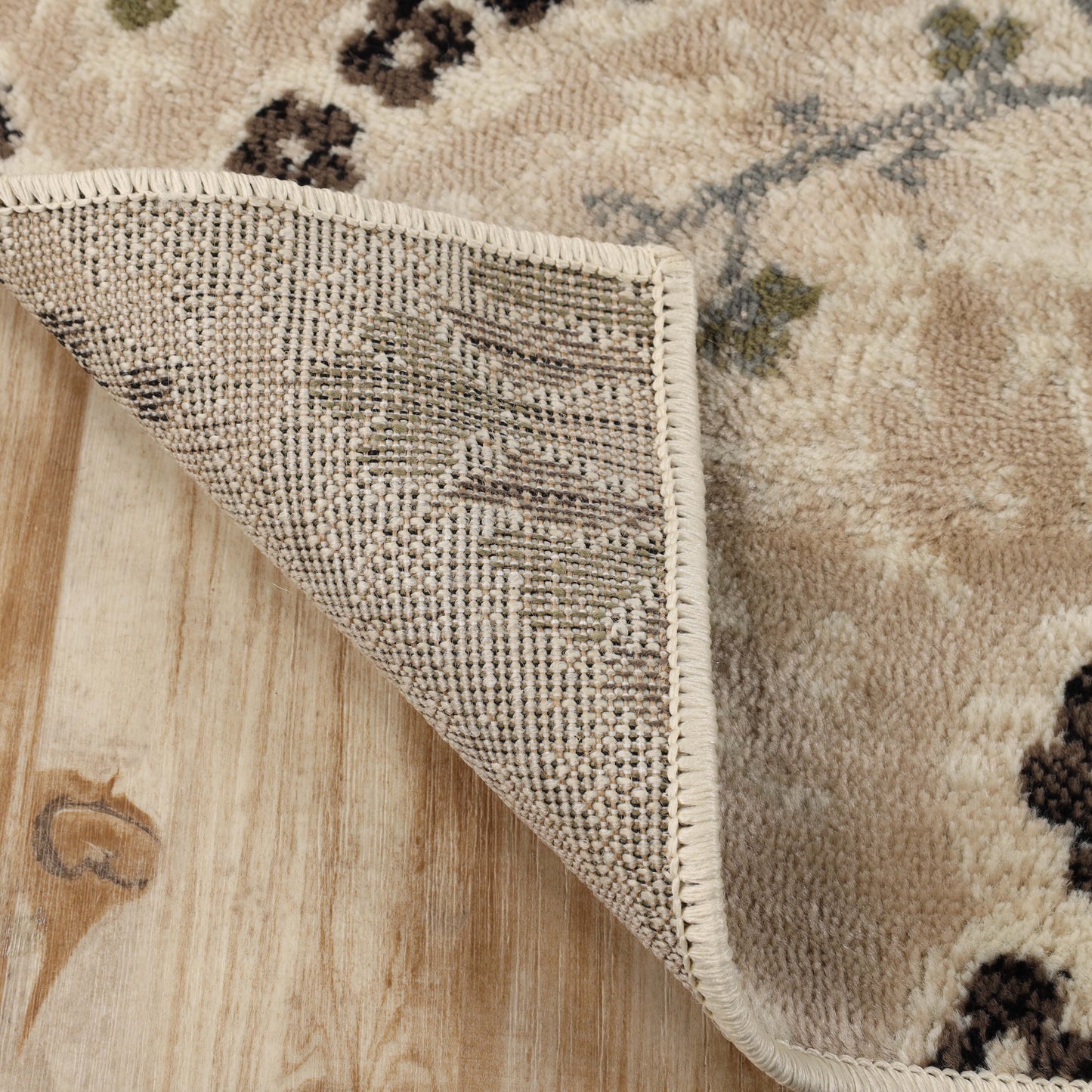 Augusta Oriental Vintage Floral Damask Indoor Area Rug or Runner Rug - Ivory