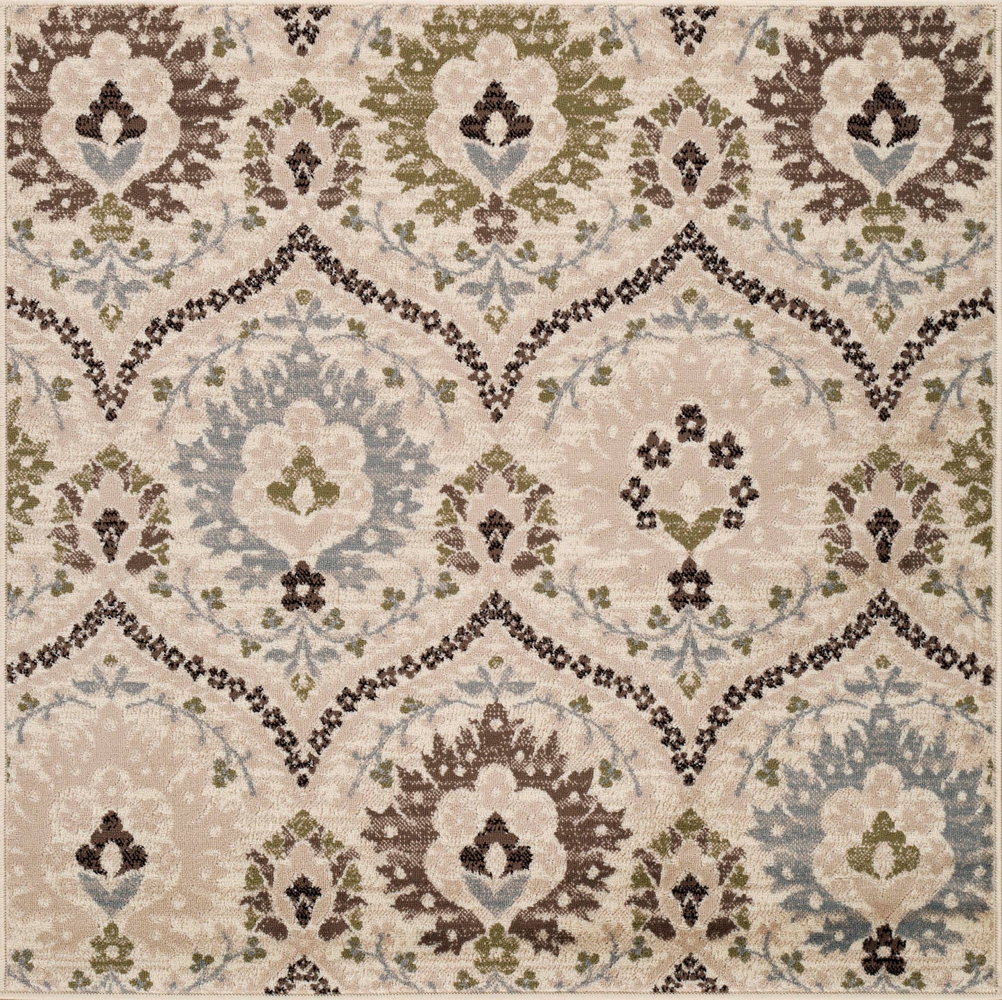 Augusta Oriental Vintage Floral Damask Indoor Area Rug or Runner Rug - Ivory