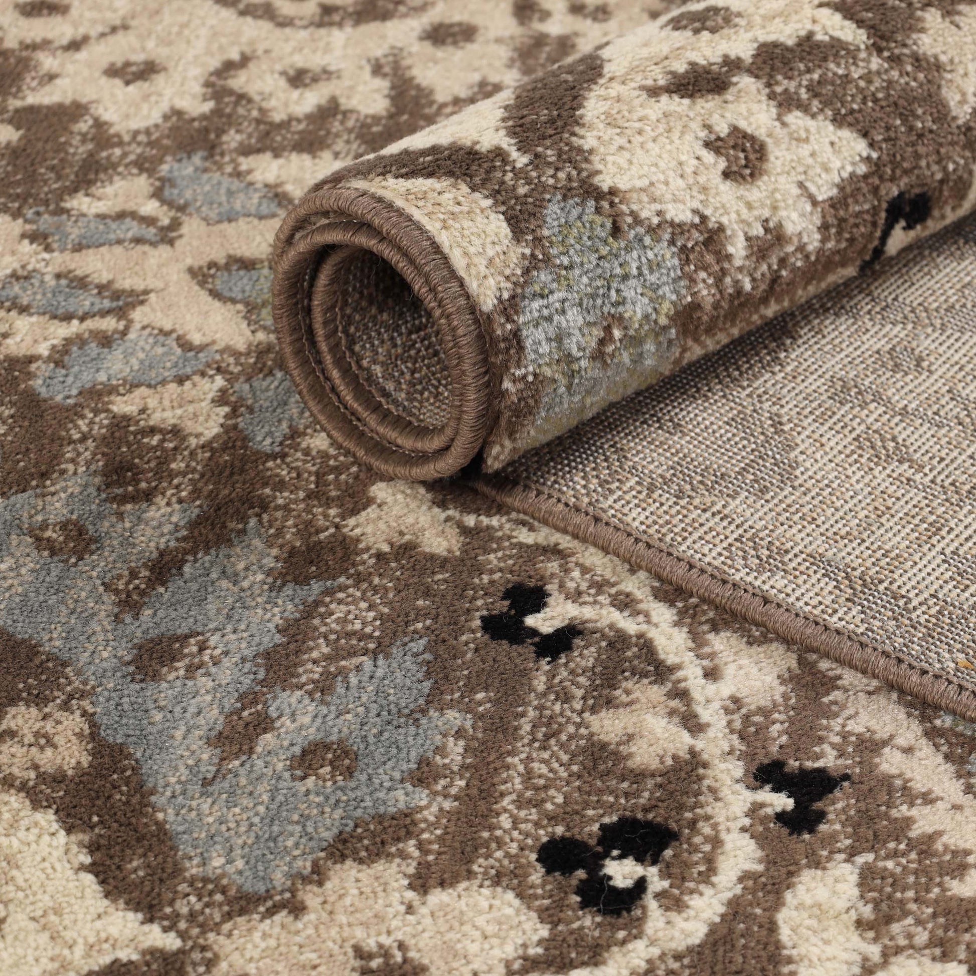 Augusta Oriental Vintage Floral Damask Indoor Area Rug or Runner Rug - LightBlue