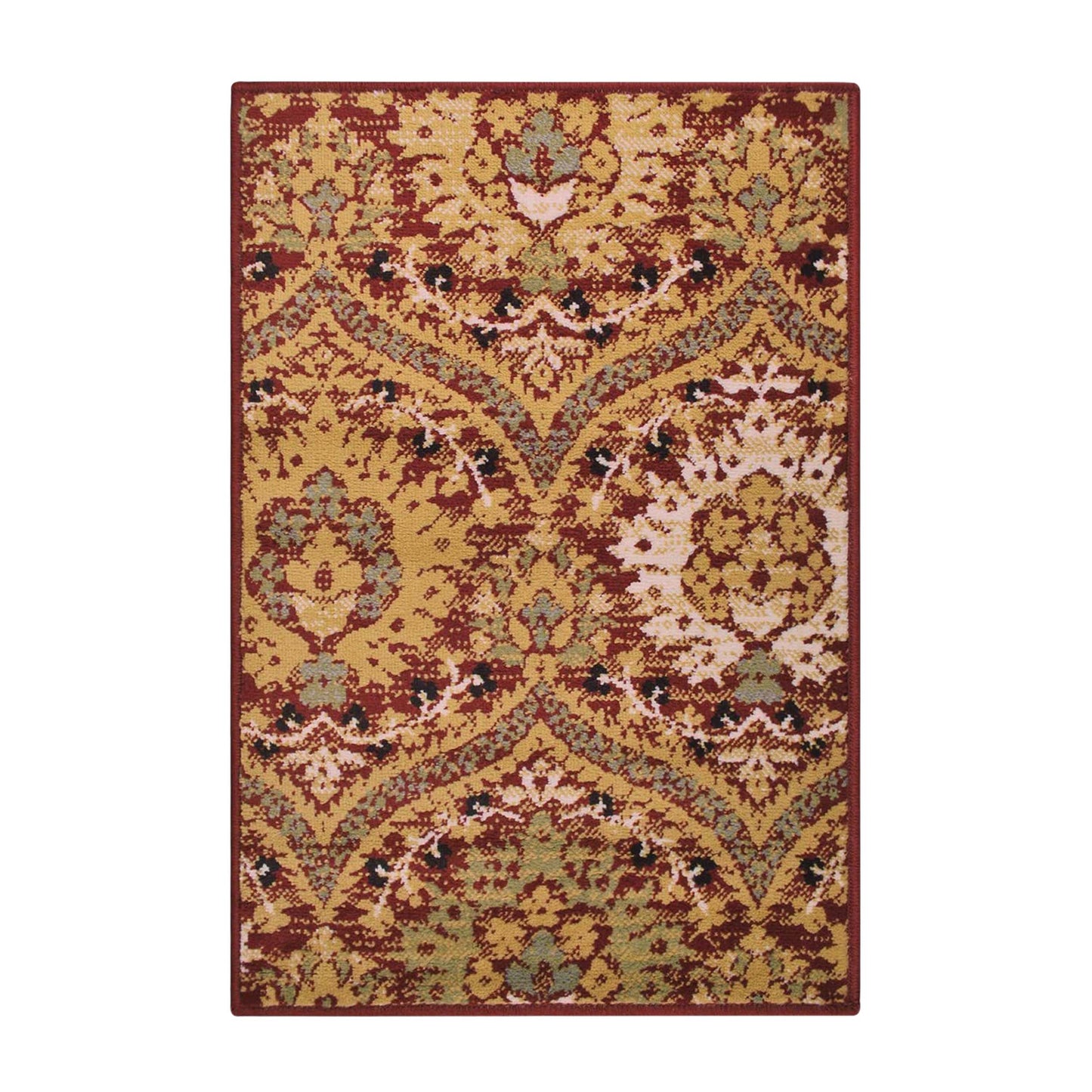 Augusta Oriental Vintage Floral Damask Indoor Area Rug or Runner Rug - Red