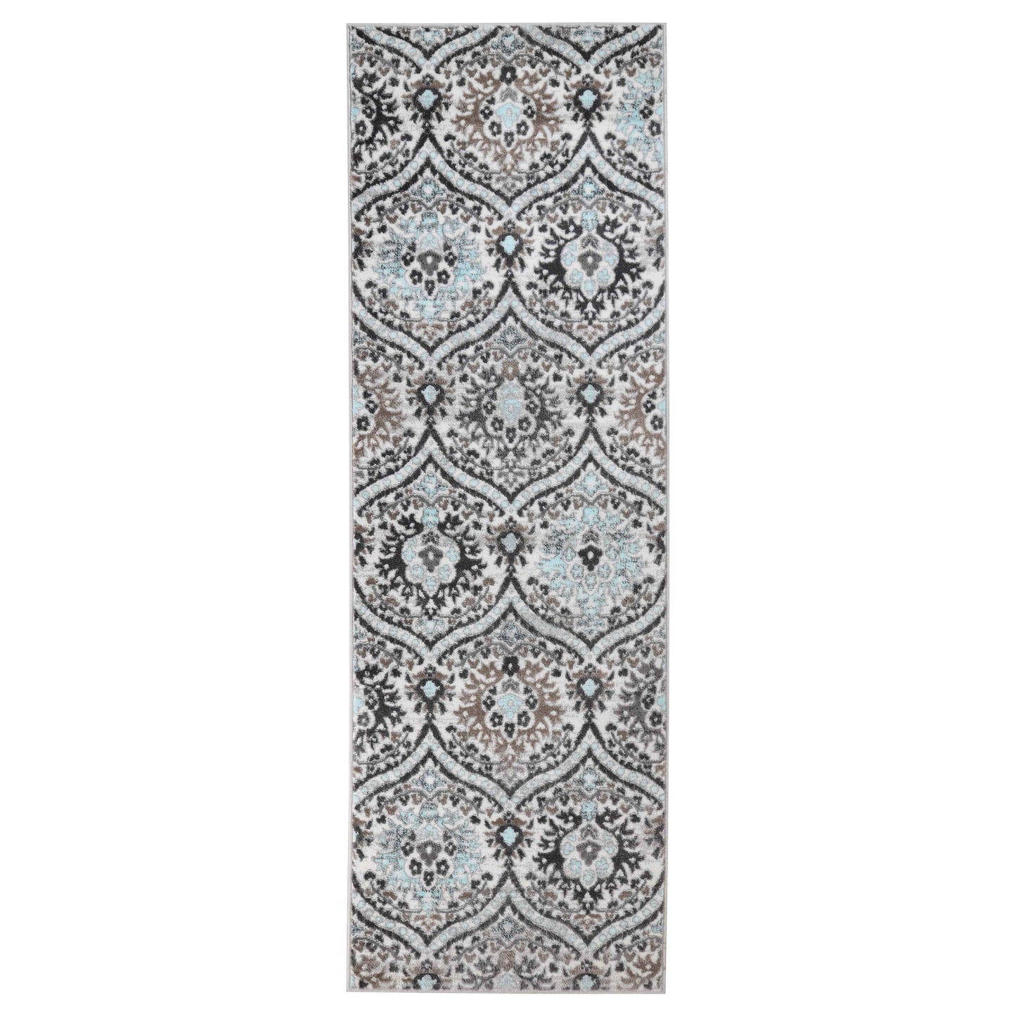Augusta Oriental Vintage Floral Damask Indoor Area Rug or Runner Rug - Turquoise