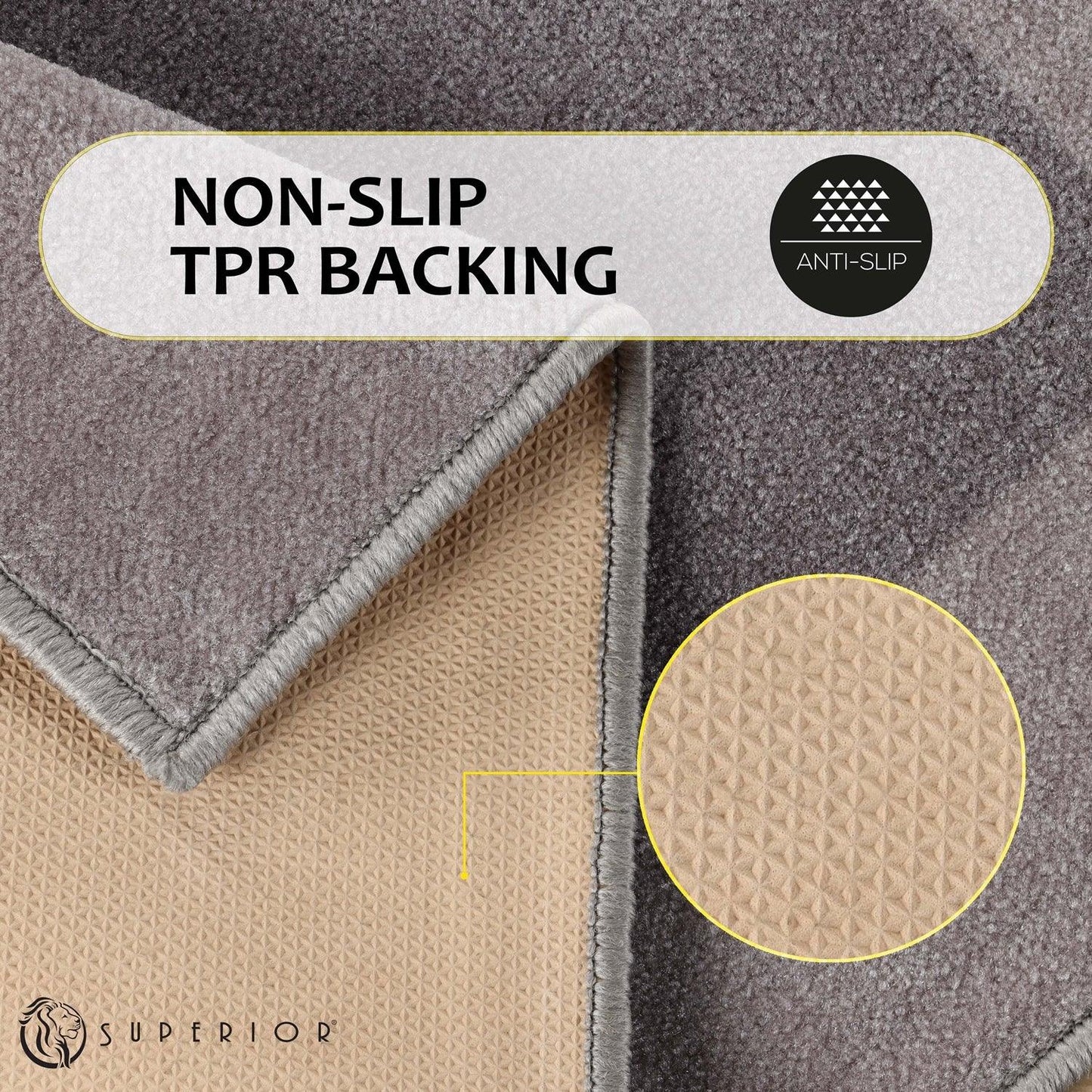 Superior Rome Non-Slip Machine Washable Bath Mat Set - Grey