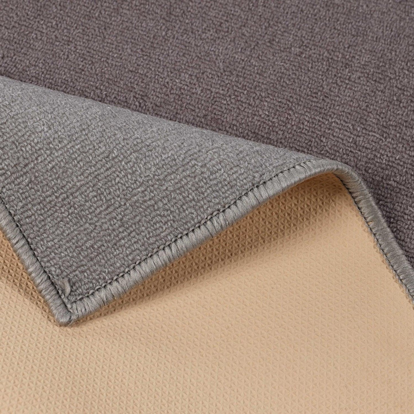 Superior Troy Solid Non-Slip Machine Washable Kitchen Mat Set -Grey