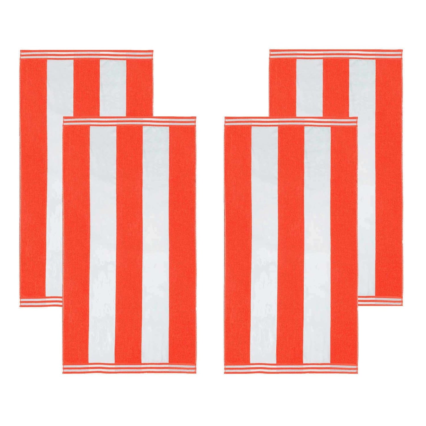 Superior Cabana Stripe Oversized Cotton Beach Towel Set Of 2,4,6 - Coral