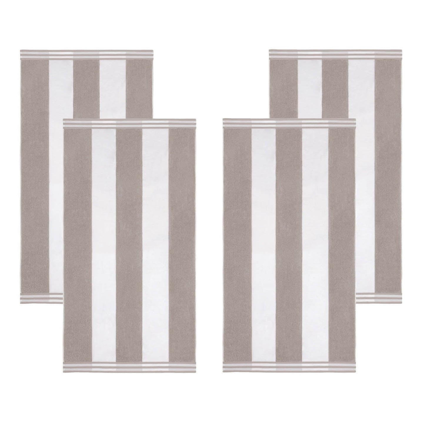 Superior Cabana Stripe Oversized Cotton Beach Towel Set Of 2,4,6 - Light Grey