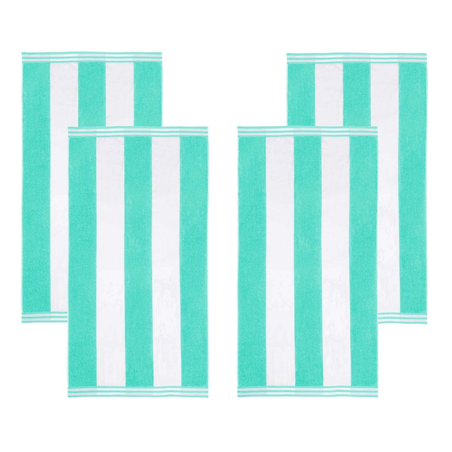 Superior Cabana Stripe Oversized Cotton Beach Towel Set Of 2,4,6 - Mint