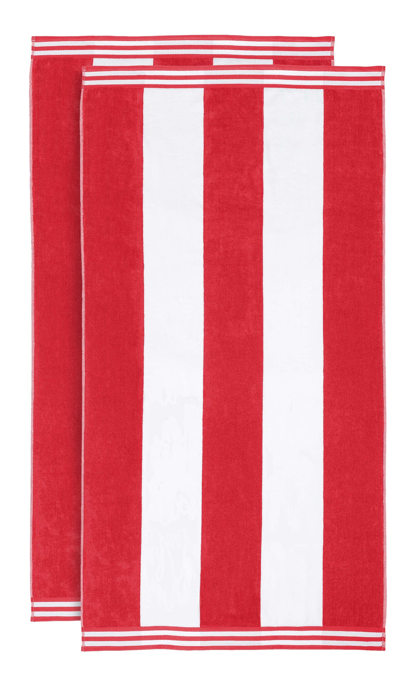 Superior Cabana Stripe Oversized Cotton Beach Towel Set Of 2,4,6 - Red