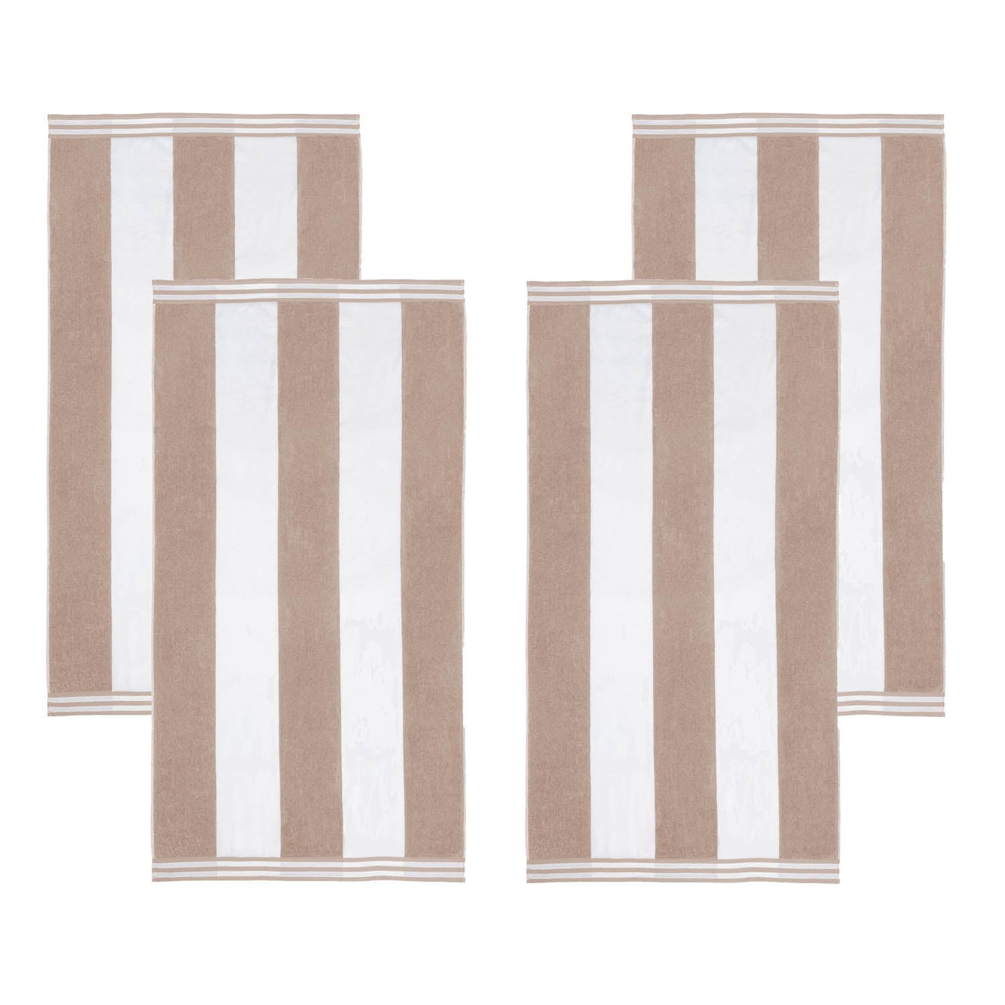 Superior Cabana Stripe Oversized Cotton Beach Towel Set Of 2,4,6 - Taupe