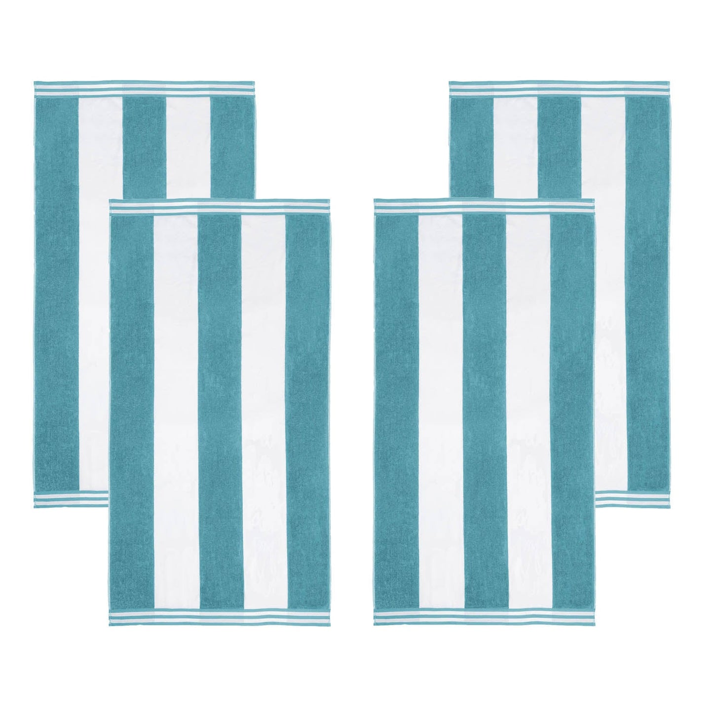 Superior Cabana Stripe Oversized Cotton Beach Towel Set Of 2,4,6 - Turquoise
