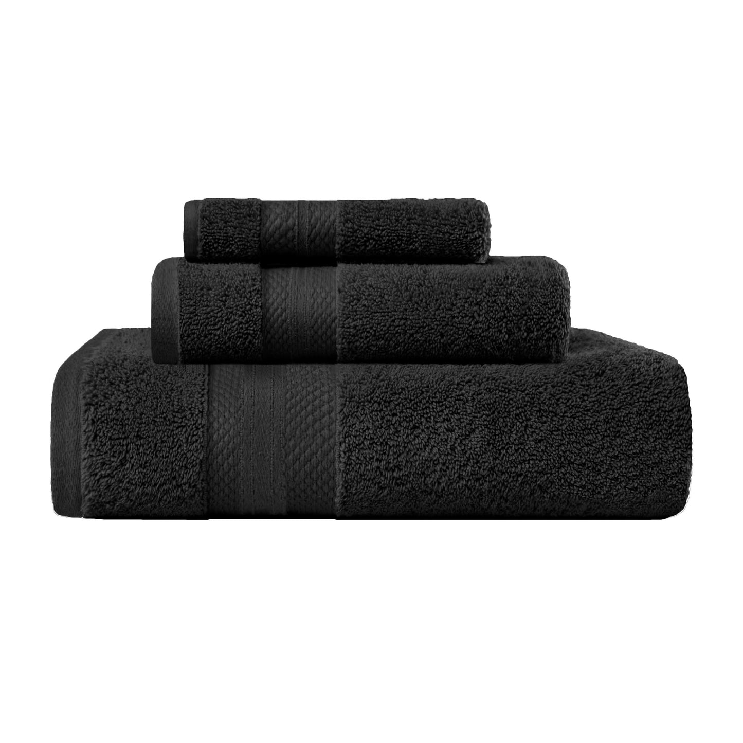 Superior Premium Turkish-Cotton Assorted Towel Set - Black