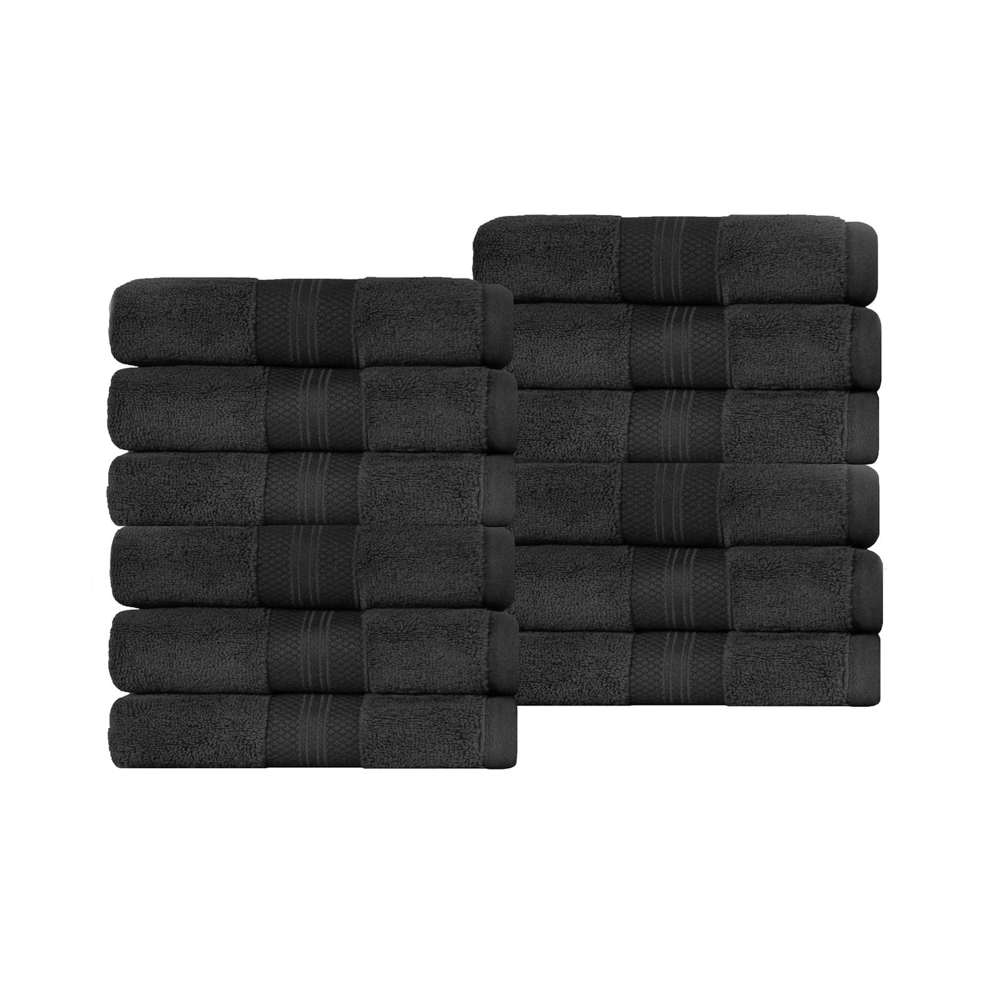Superior Premium Turkish-Cotton Assorted Towel Set - Black