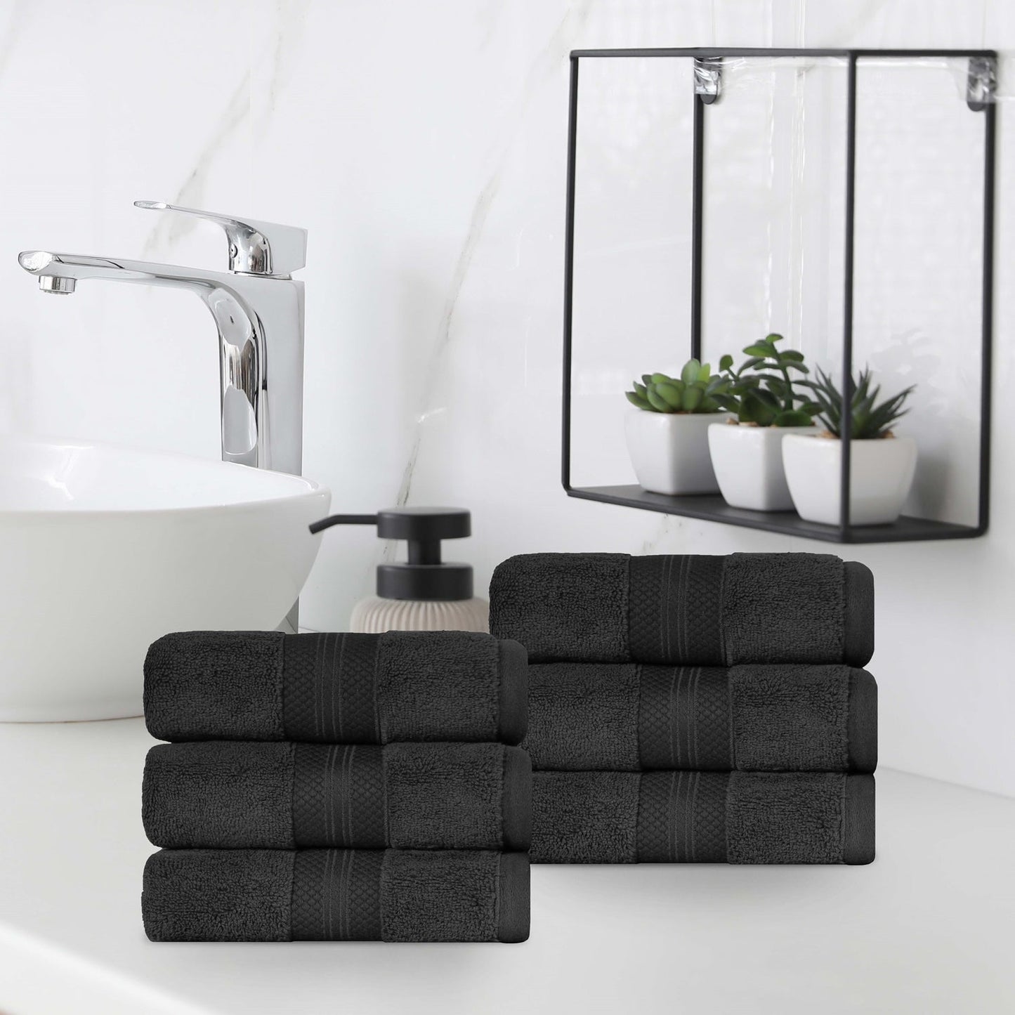 Superior Premium Turkish-Cotton Assorted Towel Set - Black