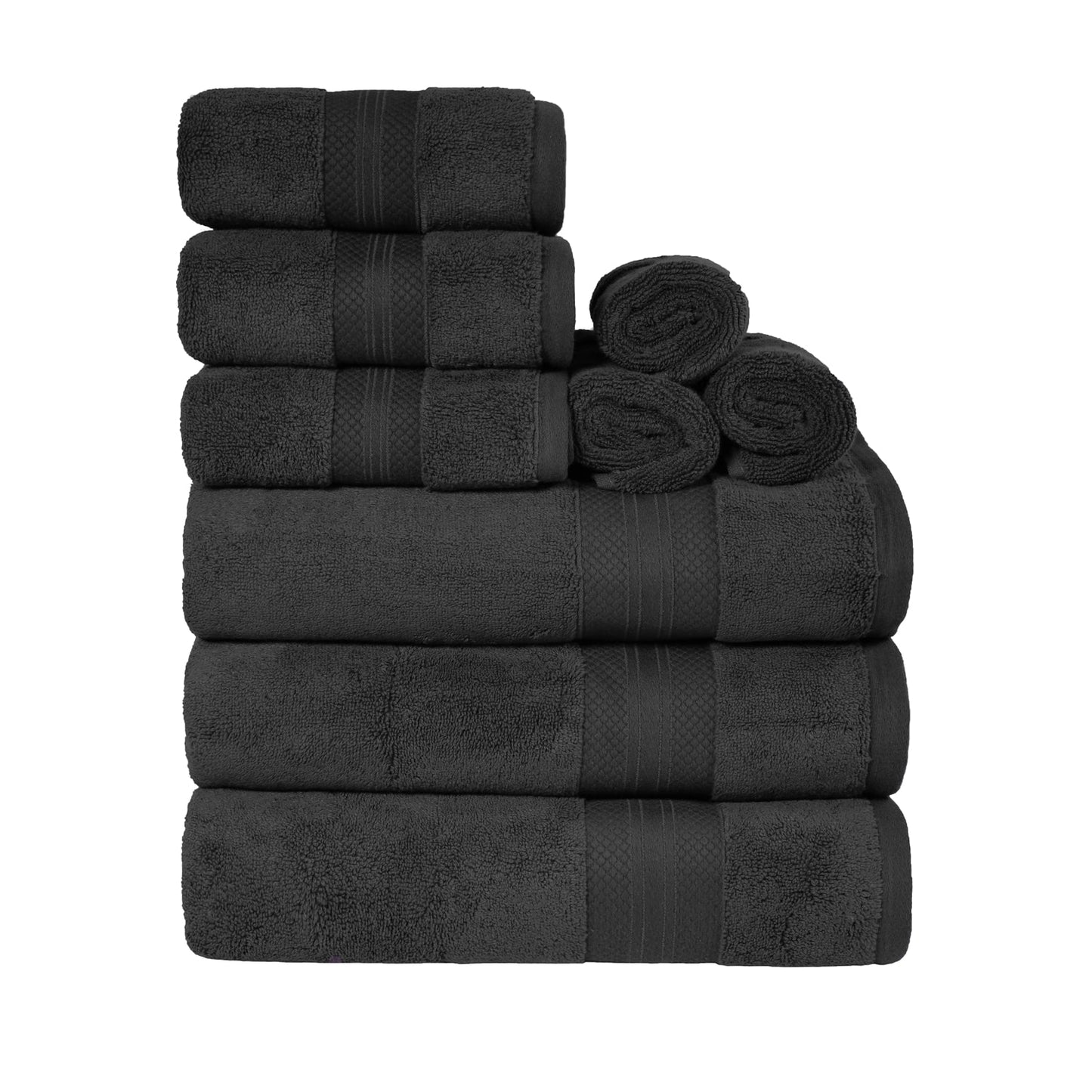 Superior Premium Turkish-Cotton Assorted Towel Set - Black