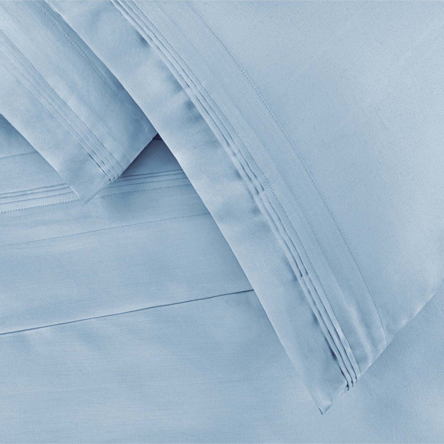 Superior Premium 650 Thread Count Egyptian Cotton Solid Deep Pocket Sheet Set - Baby Blue