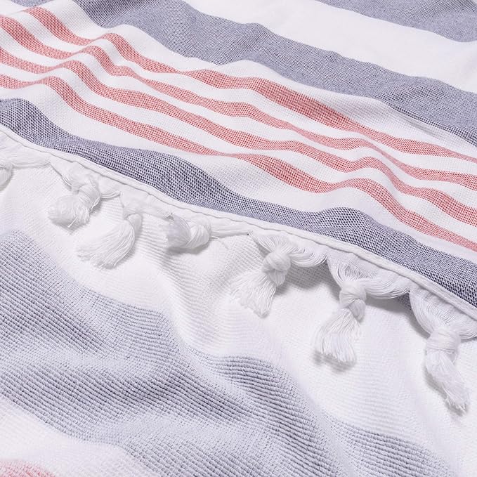 Coastal Resort Stripe Fouta 2 Piece Beach Towel with Tassels