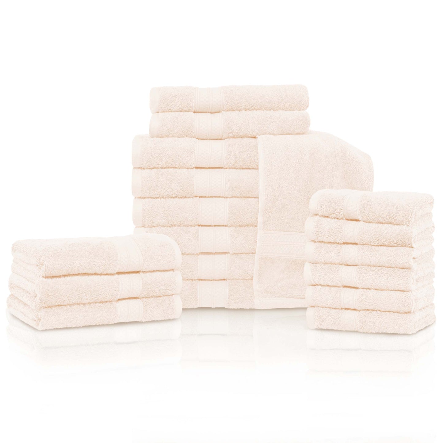 Rayon from Bamboo Cotton Blend Luxury Assorted 18 Piece Towel Set - Ivory