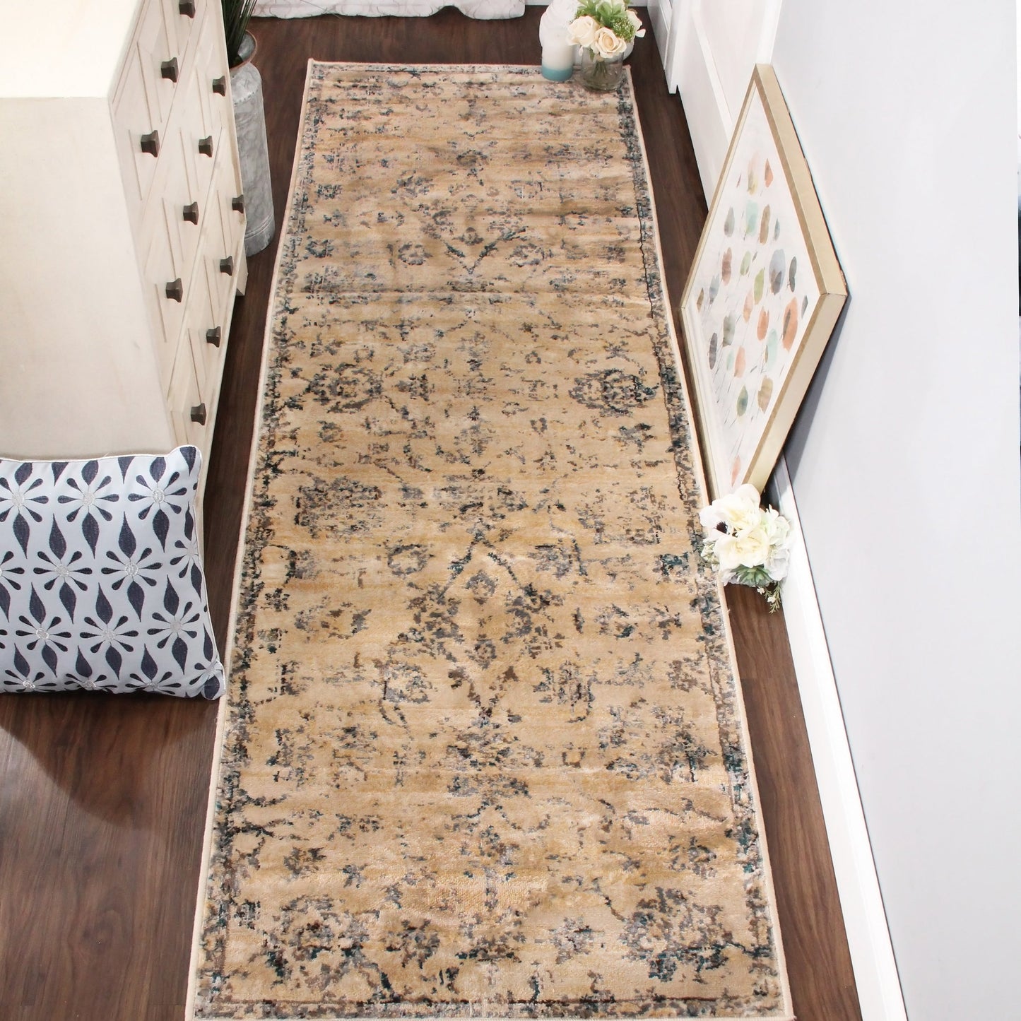 Superior Basilio Modern Farmhouse Medallion Indoor Area Rug Or Runner Rug Or Door Mat - Teal