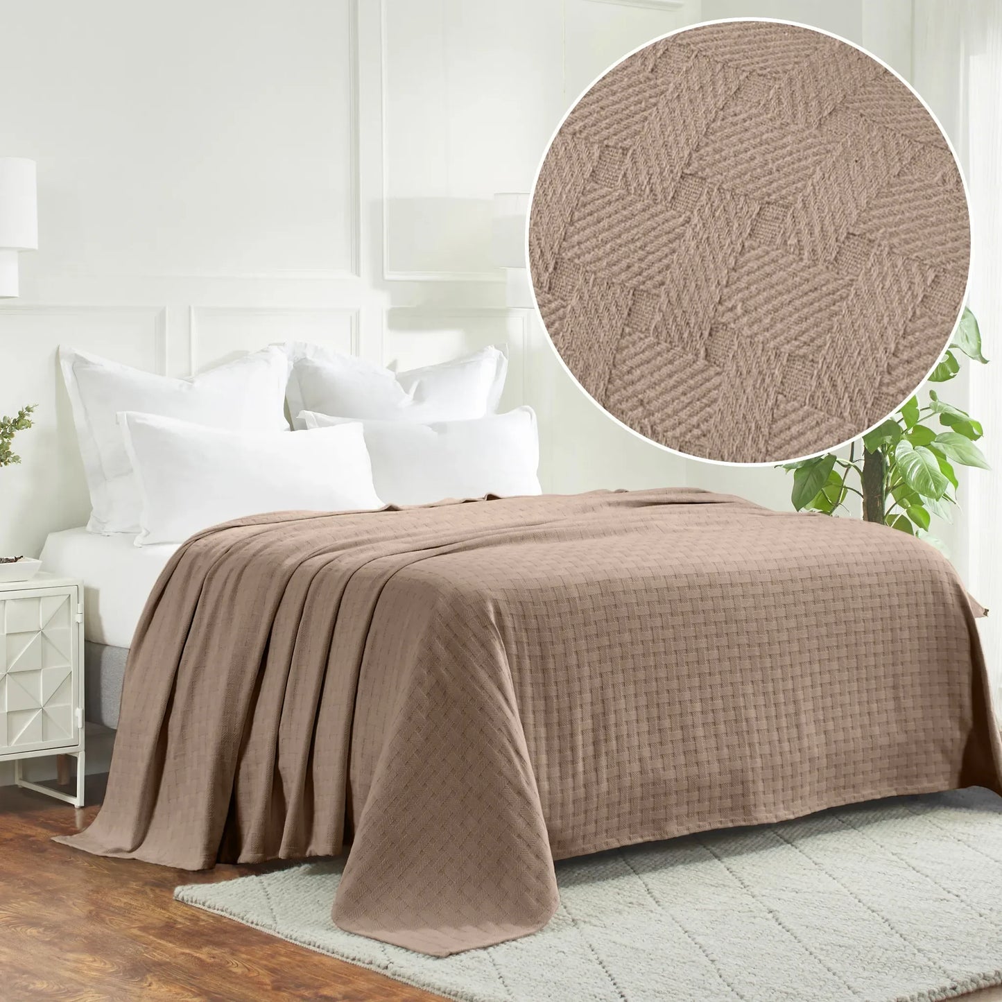 Basketweave All Season Cotton Blanket