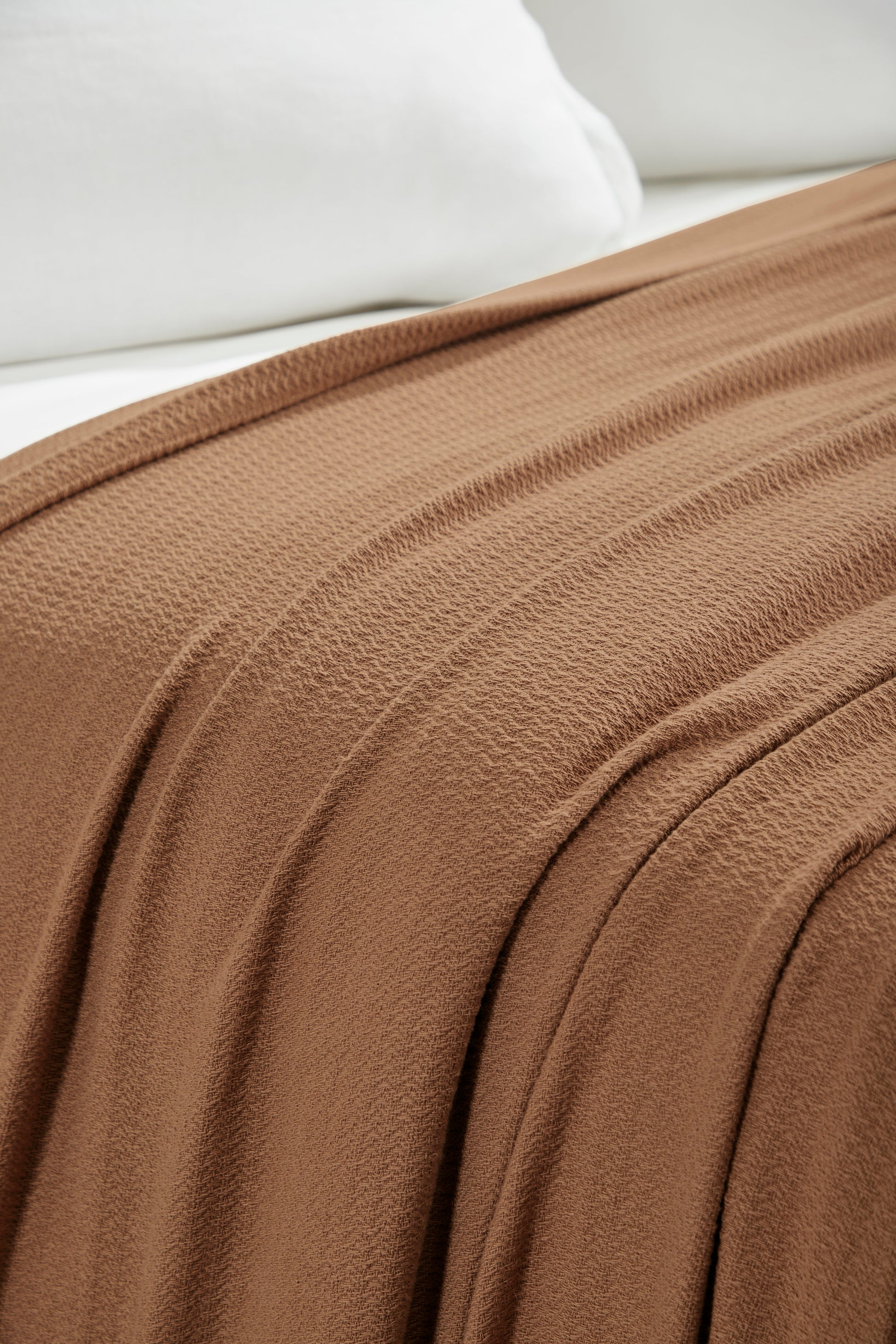 Waffle Weave Honeycomb Knit Soft Solid Textured Cotton Blanket - Camel