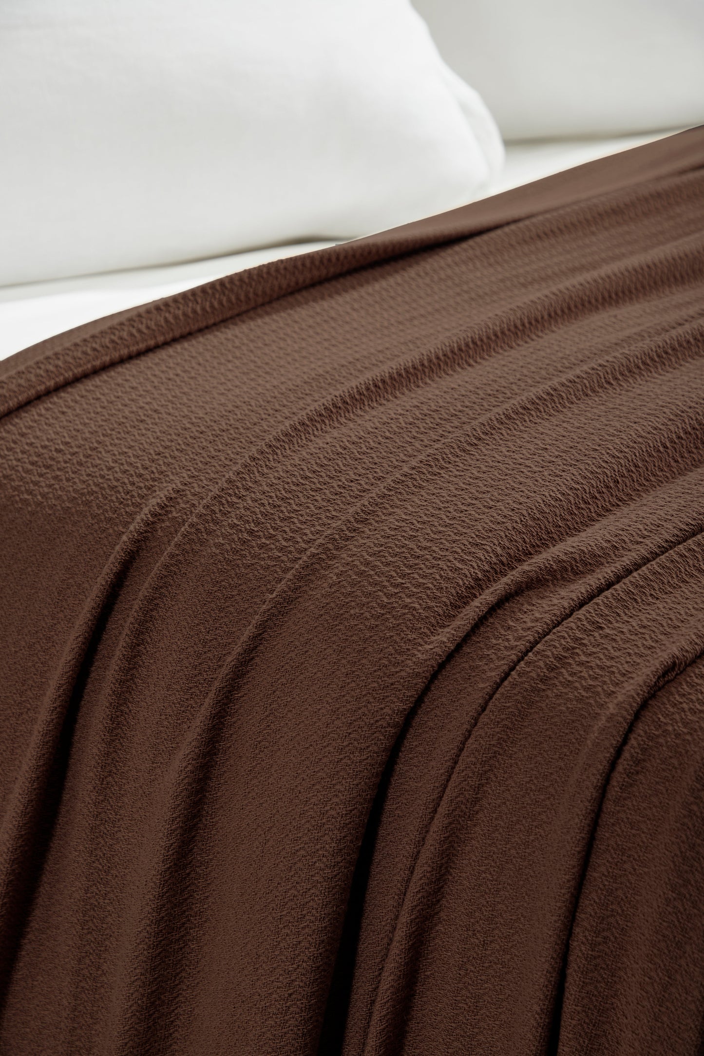 Waffle Weave Honeycomb Knit Soft Solid Textured Cotton Blanket - Chocolate
