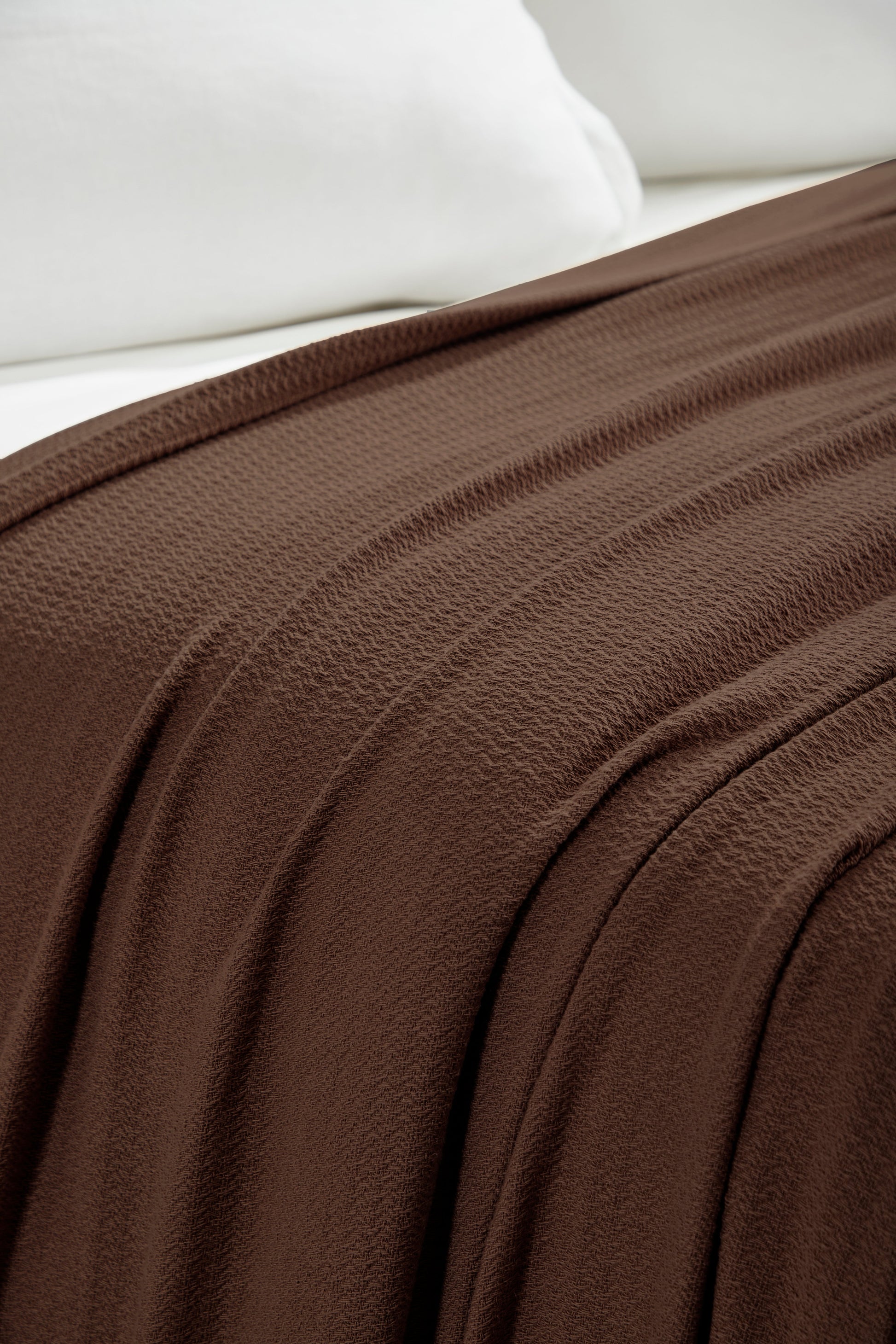 Waffle Weave Honeycomb Knit Soft Solid Textured Cotton Blanket - Chocolate