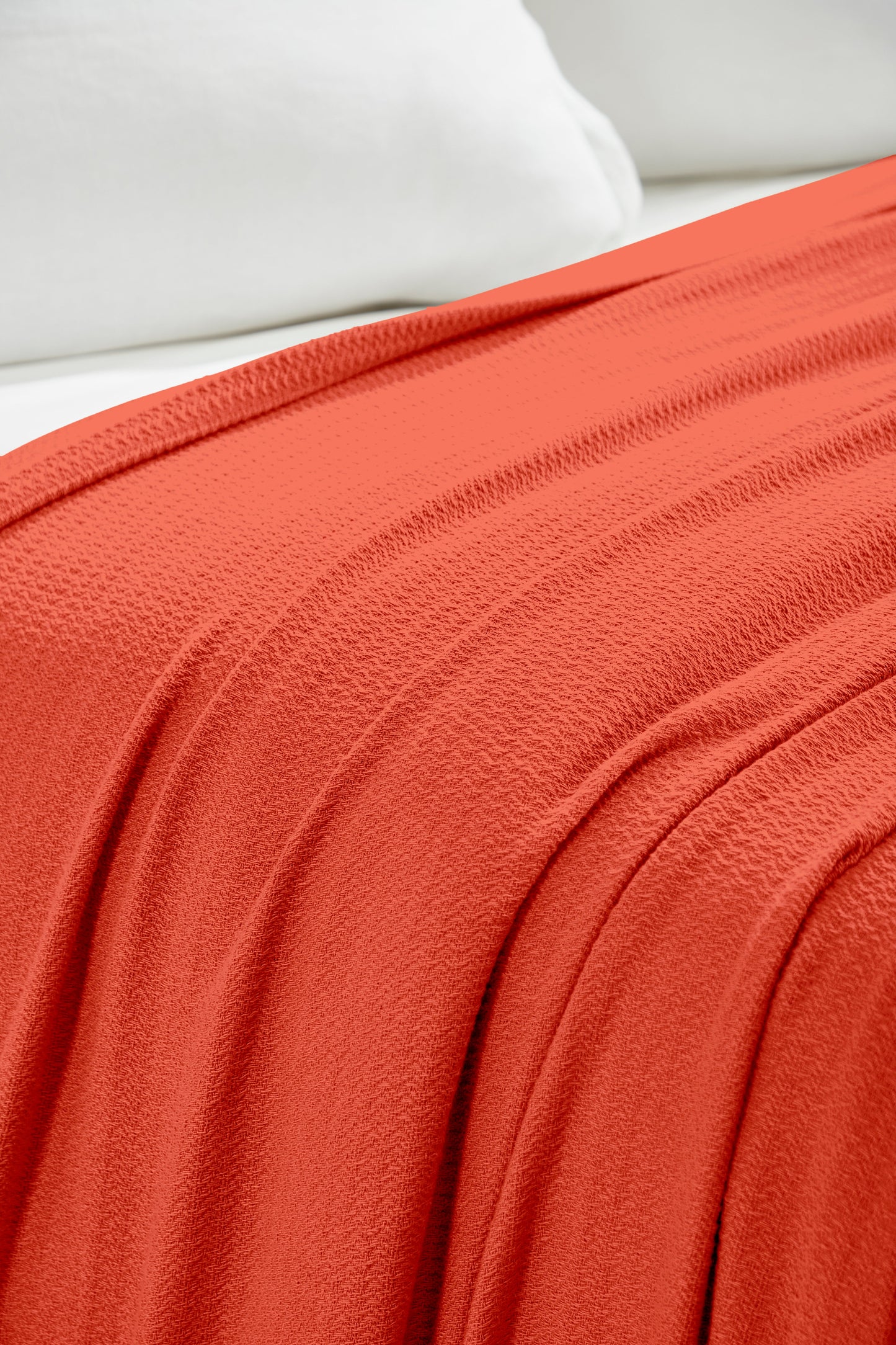 Waffle Weave Honeycomb Knit Soft Solid Textured Cotton Blanket - Coral