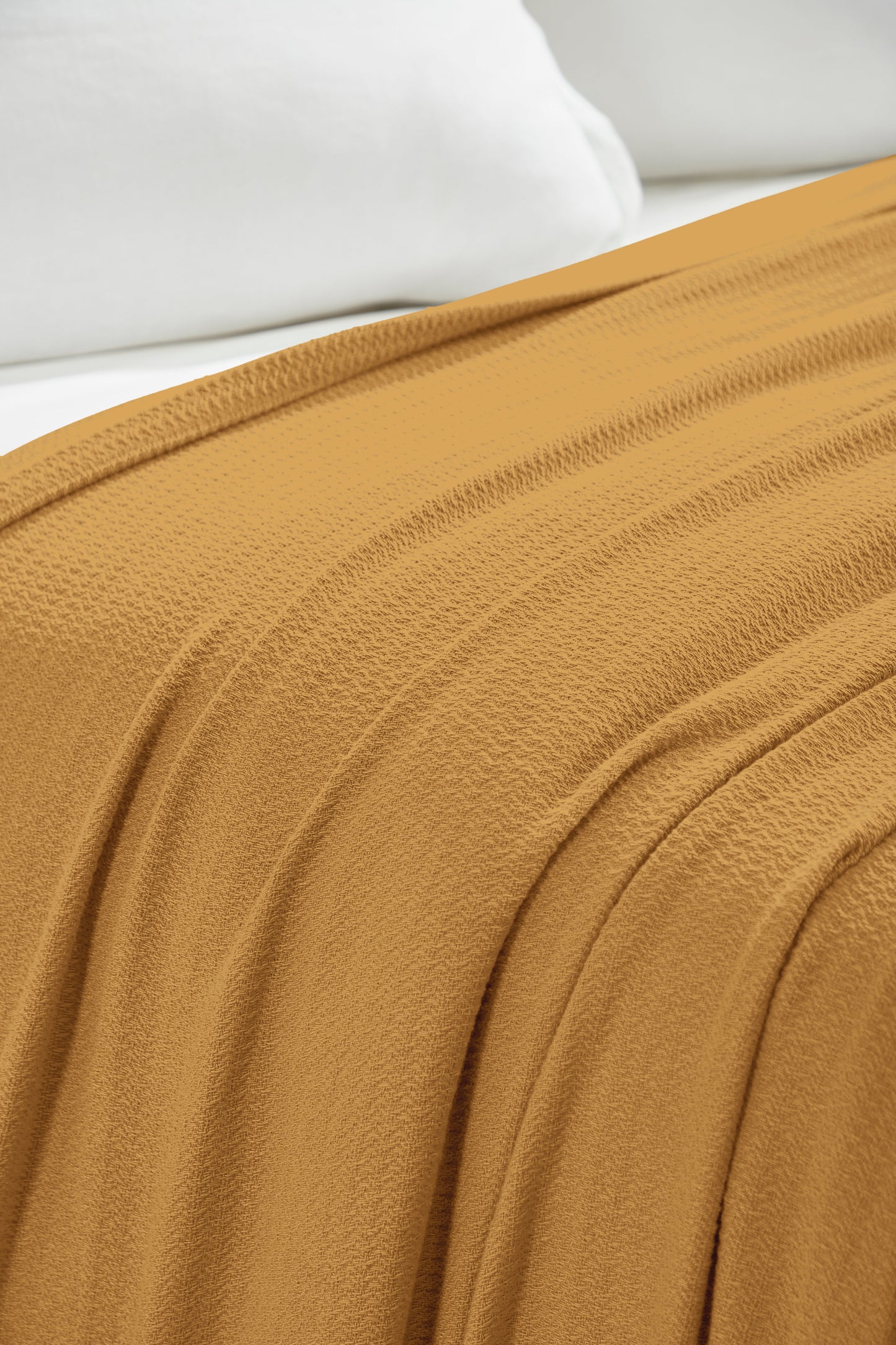 Waffle Weave Honeycomb Knit Soft Solid Textured Cotton Blanket - Sahara