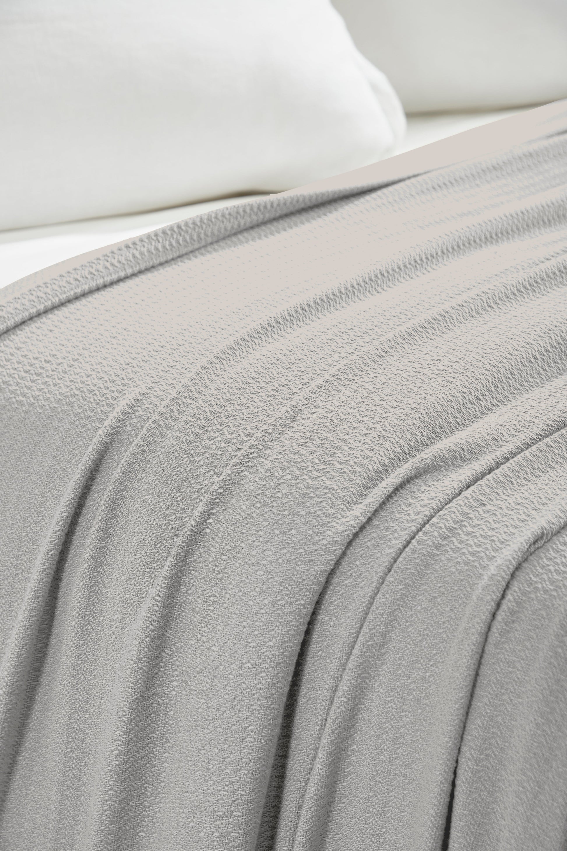 Waffle Weave Honeycomb Knit Soft Solid Textured Cotton Blanket - Silver