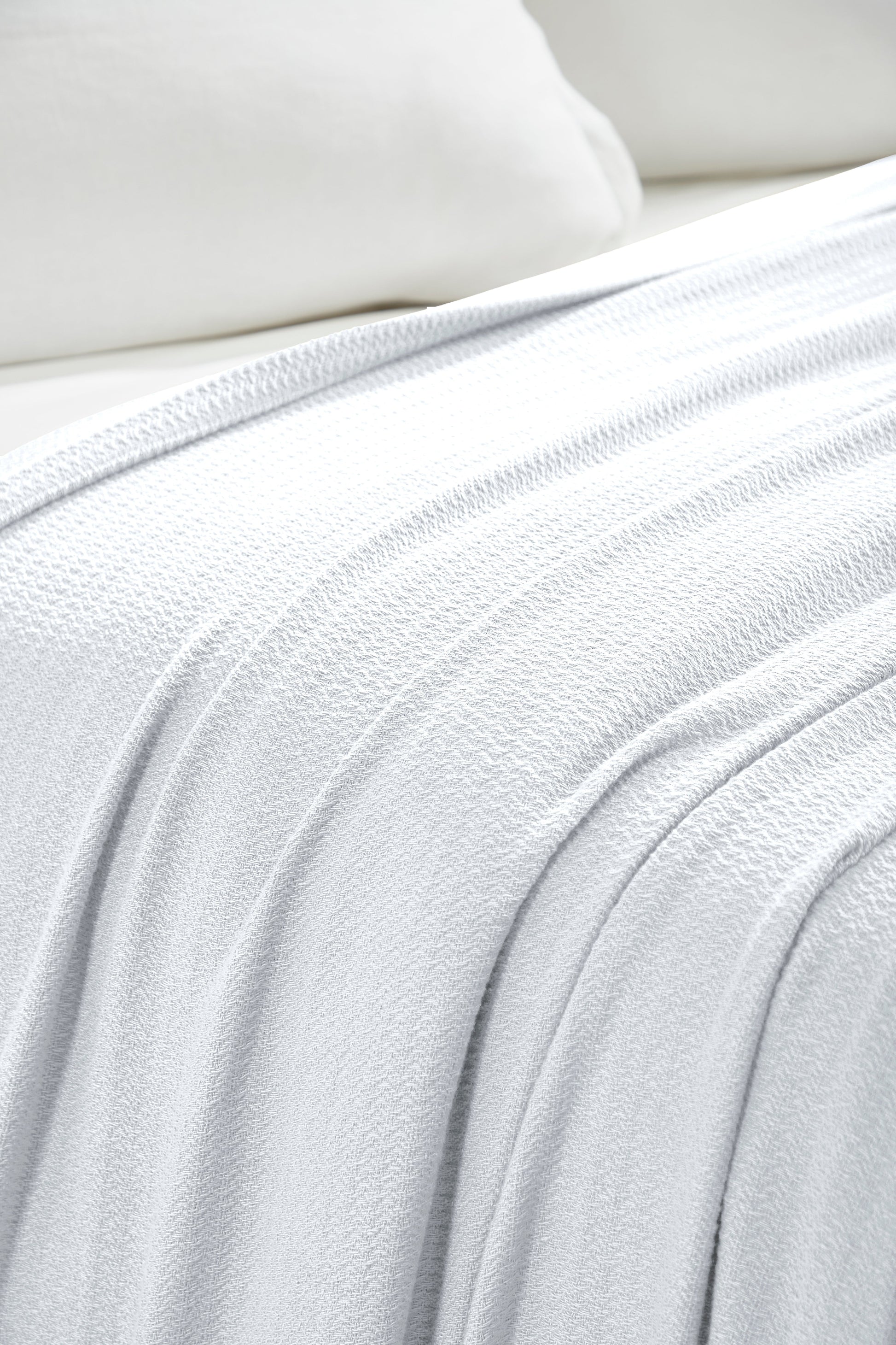 Waffle Weave Honeycomb Knit Soft Solid Textured Cotton Blanket - White