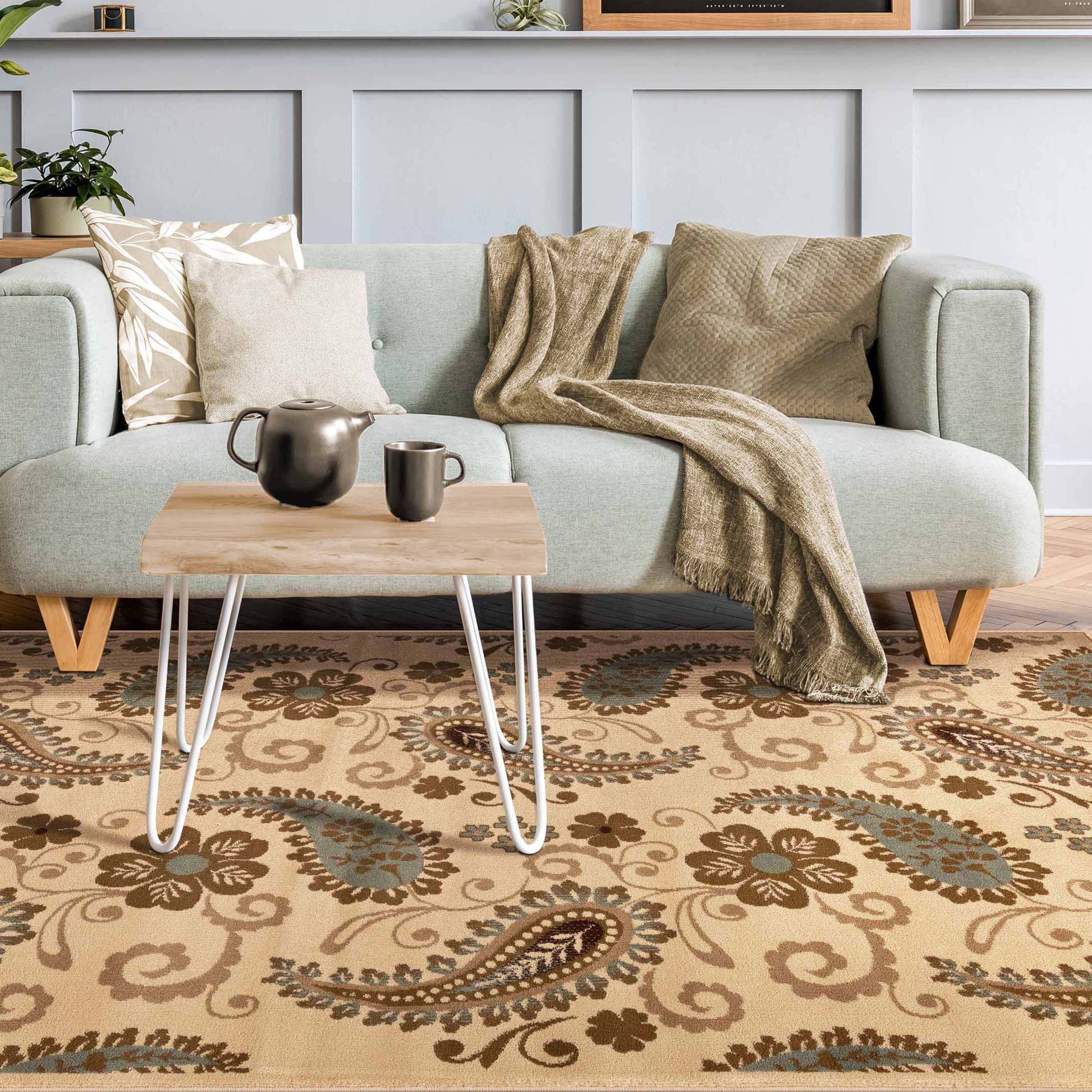 Parkway Vintage Floral Indoor Area Rug or Runner Rug - Beige