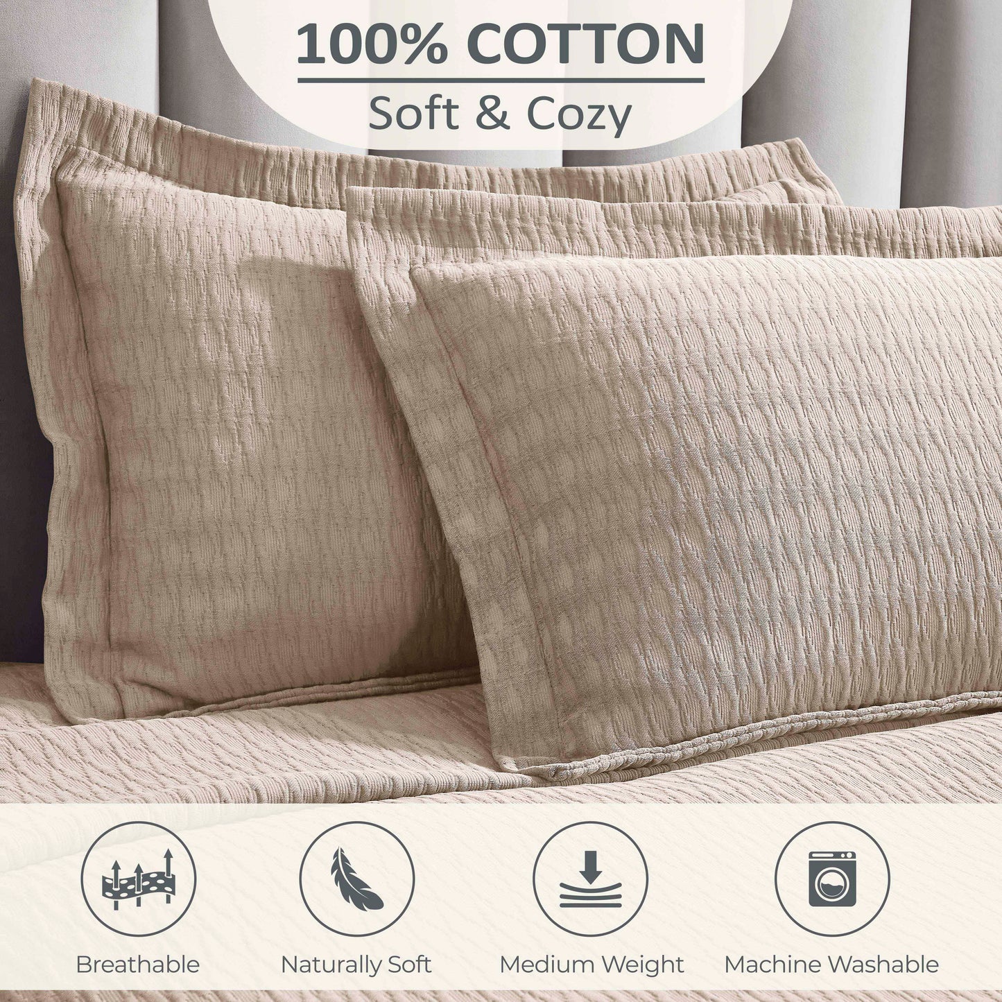 Superior Calvert Cotton Matelasse Weave Diamond Lattice Bedspread Set