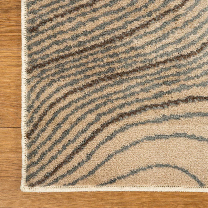 Veer Modern Abstract Wood Grain Indoor Area Rug or Runner - Beige