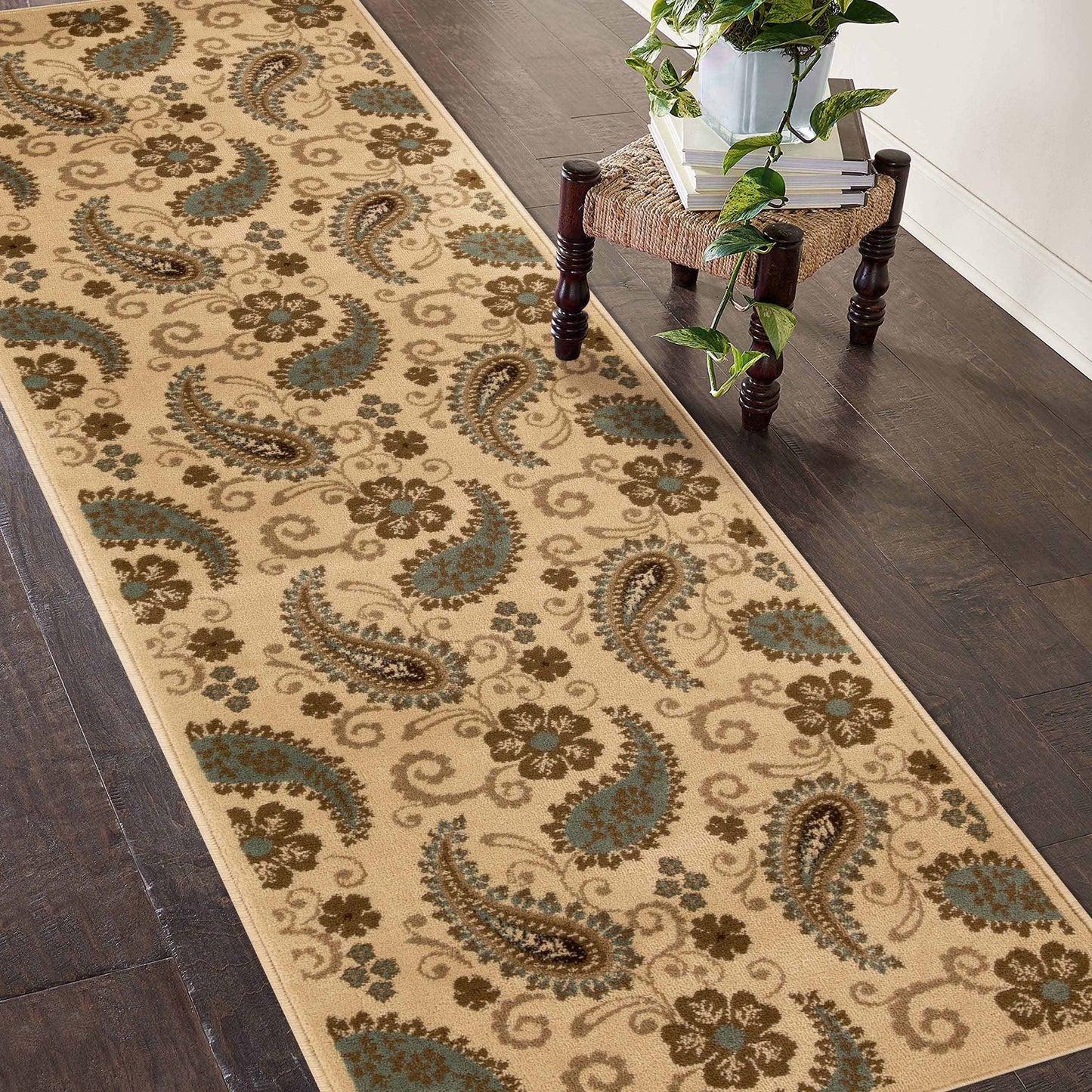 Parkway Vintage Floral Indoor Area Rug or Runner Rug - Beige