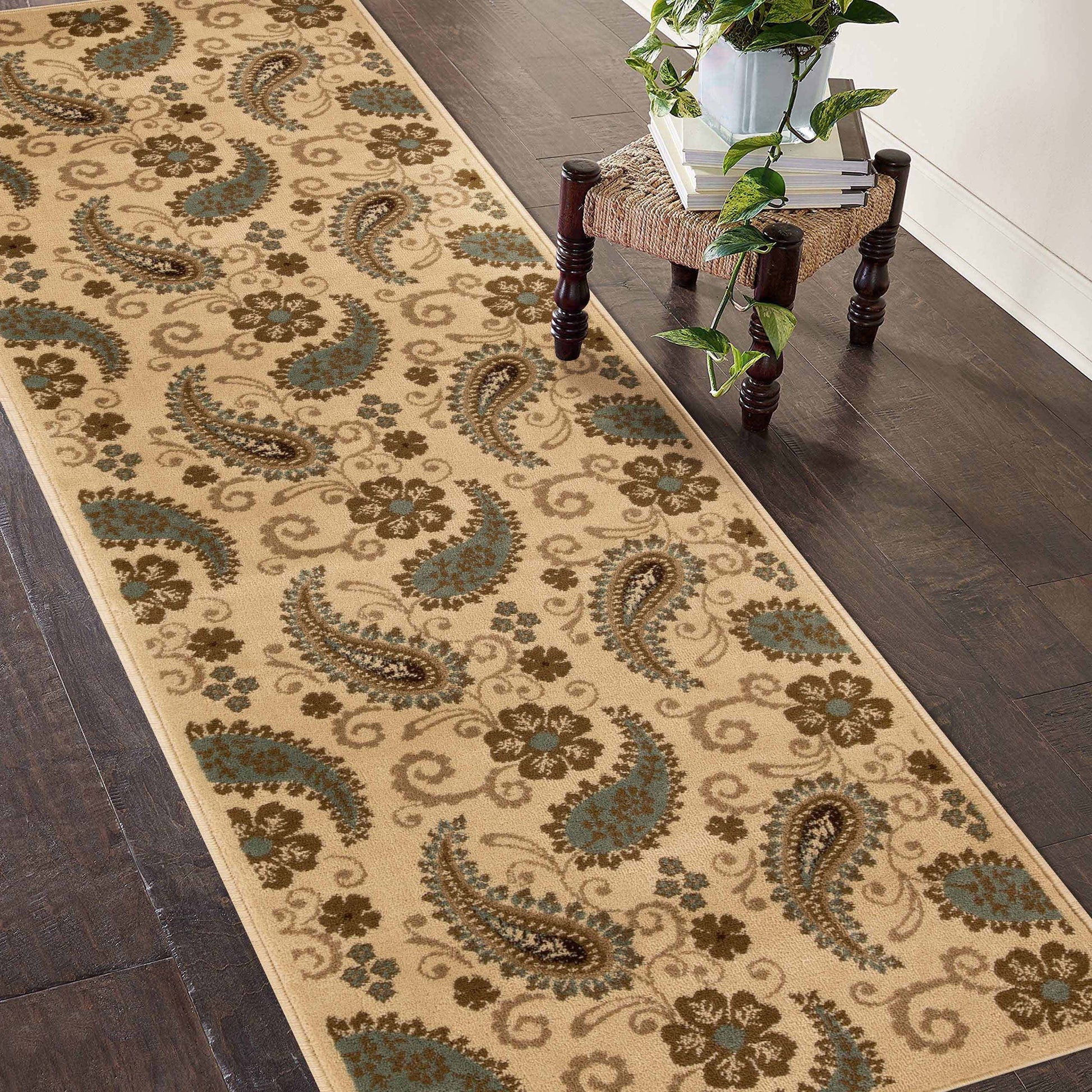 Parkway Vintage Floral Indoor Area Rug or Runner Rug - Beige
