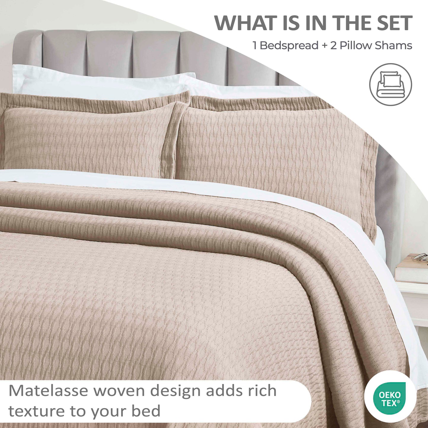 Superior Calvert Cotton Matelasse Weave Diamond Lattice Bedspread Set