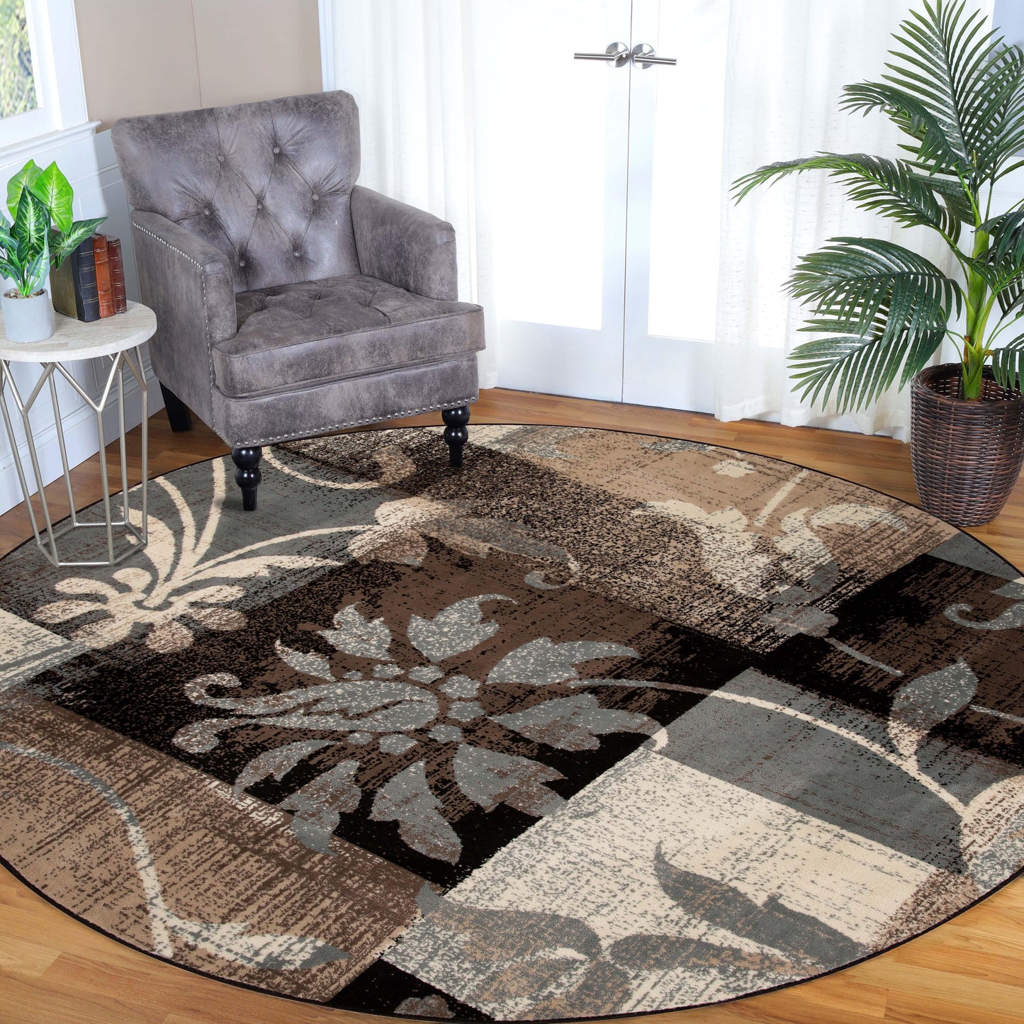 Pastiche Contemporary Floral Patchwork Indoor Area Rug or Runner - Beige